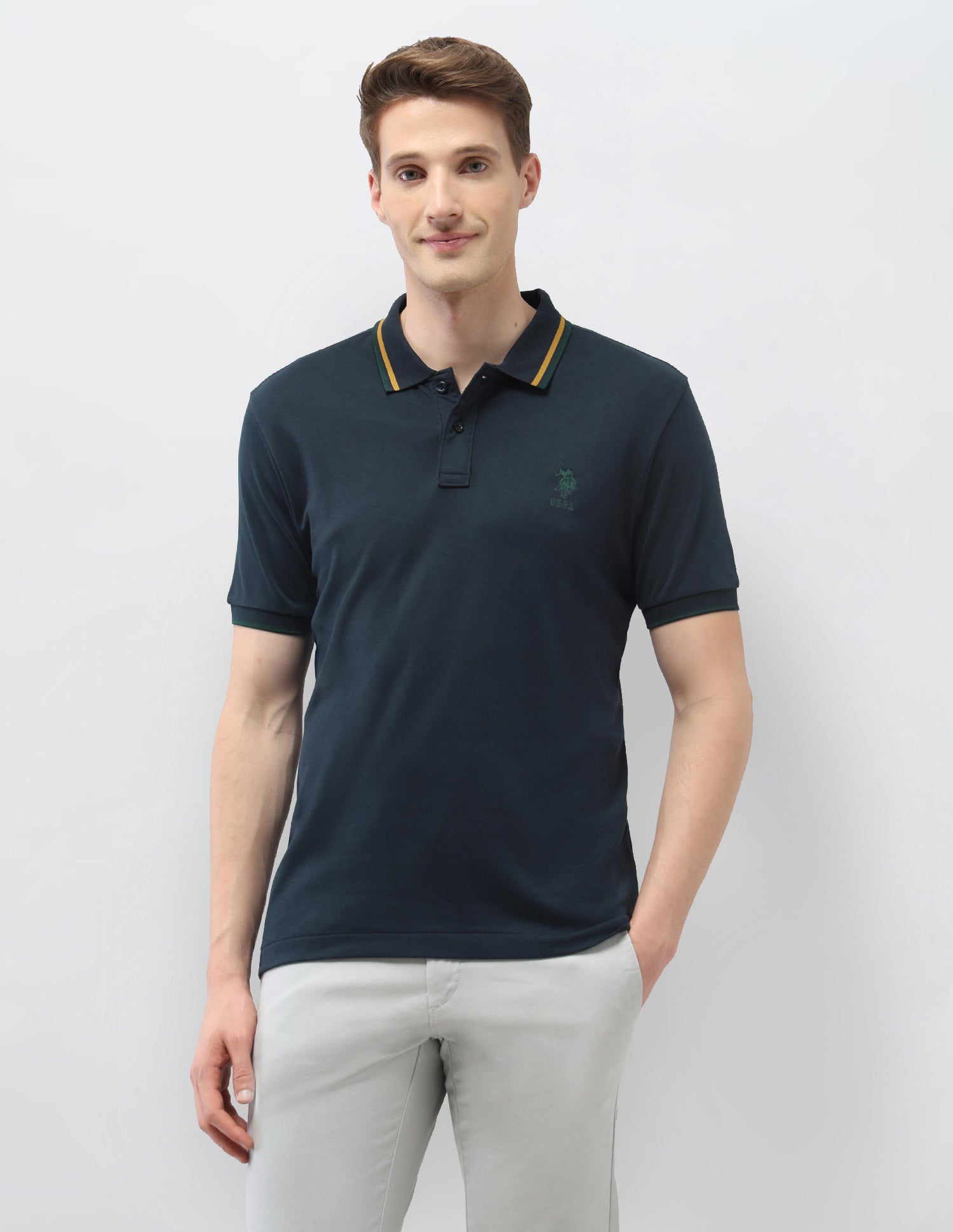 Solid Slim Fit Polo Shirt Navy - U.S. Polo Assn. India | Large