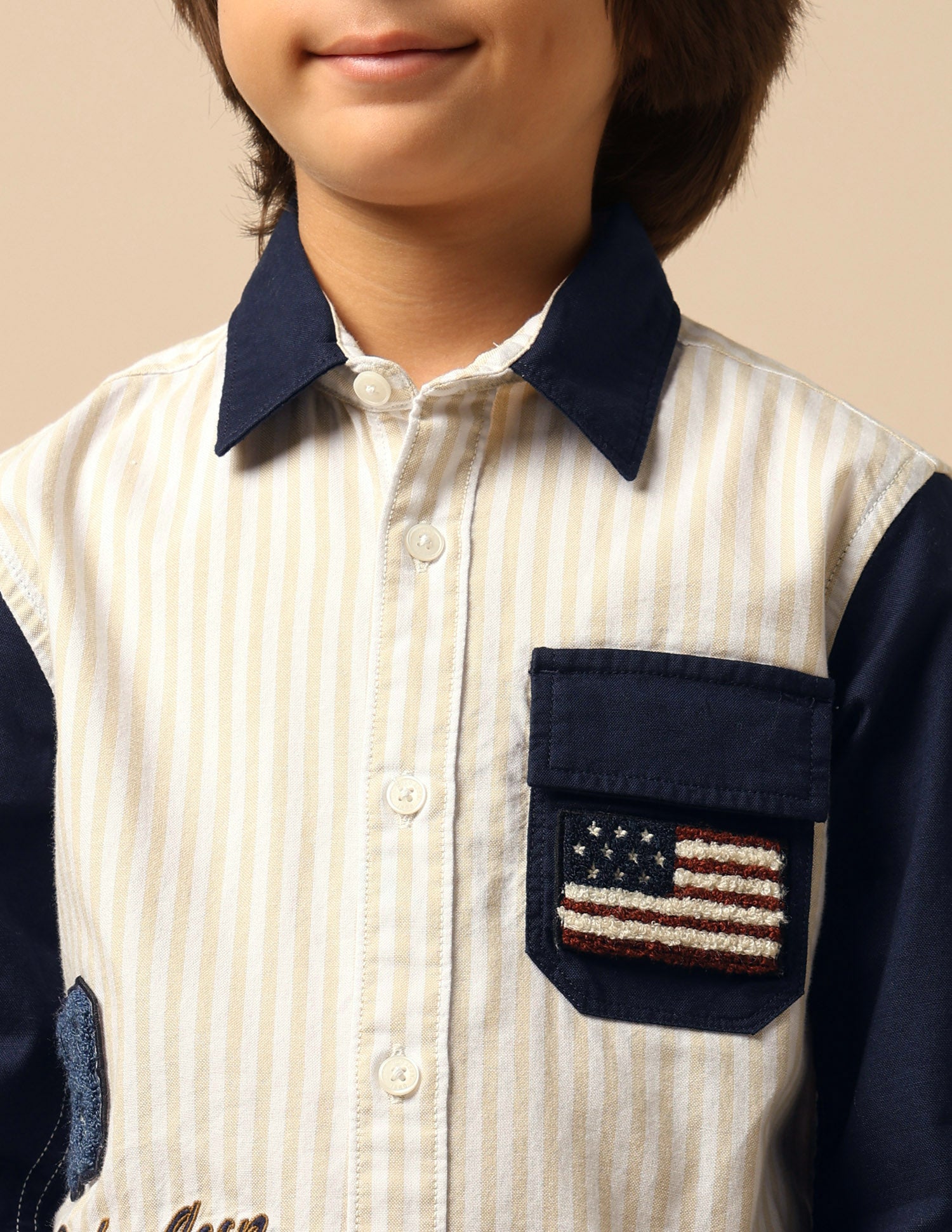 Boys Brand Embroidered Regular Fit Shirt Natural - U.S. POLO ASSN. | Large