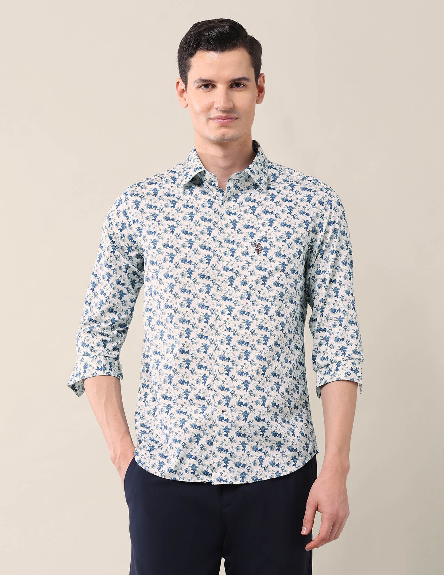 Floral Tailored Fit Shirt Blue - U.S. POLO ASSN. | Large