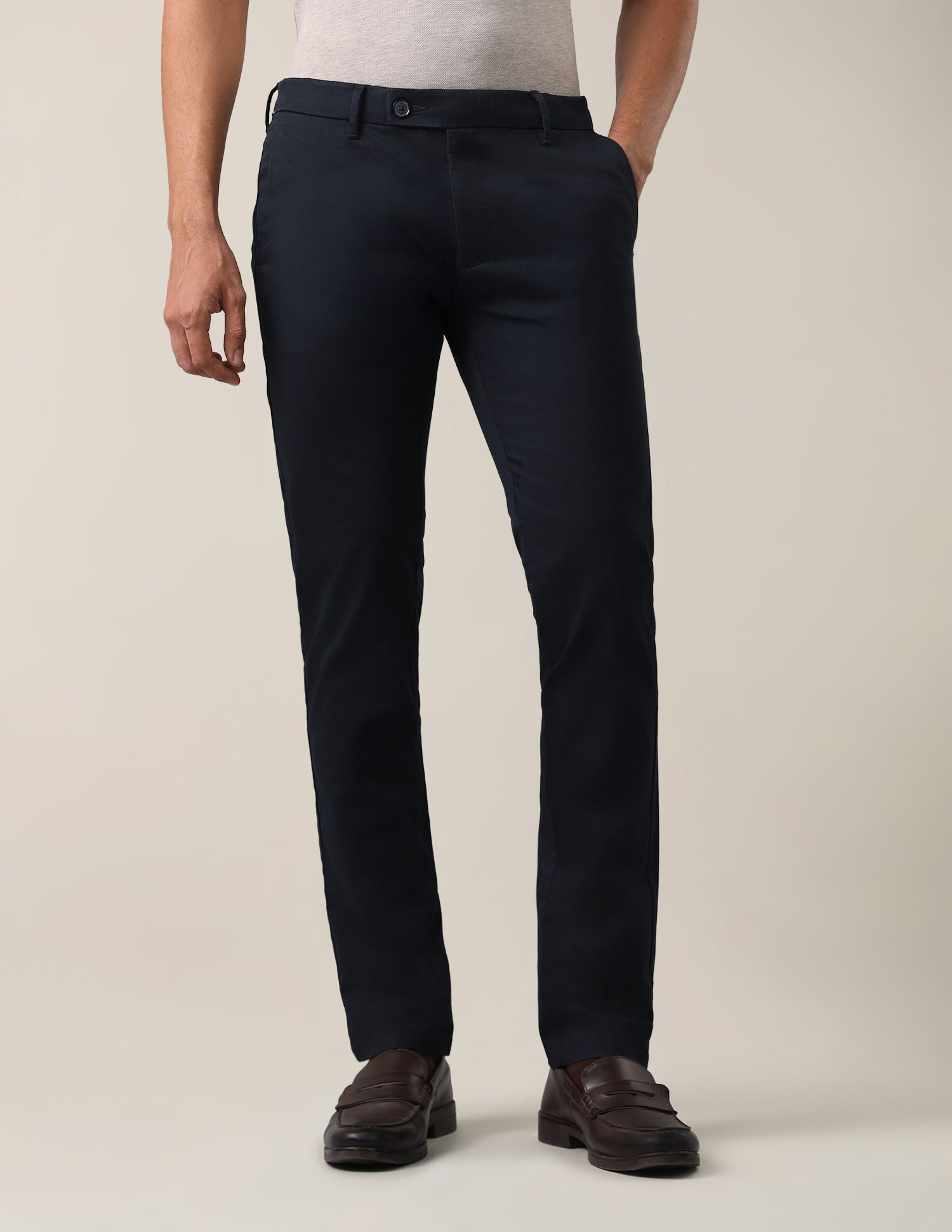 Textured Satin Trousers Dark Navy - U.S. Polo Assn. India | Large