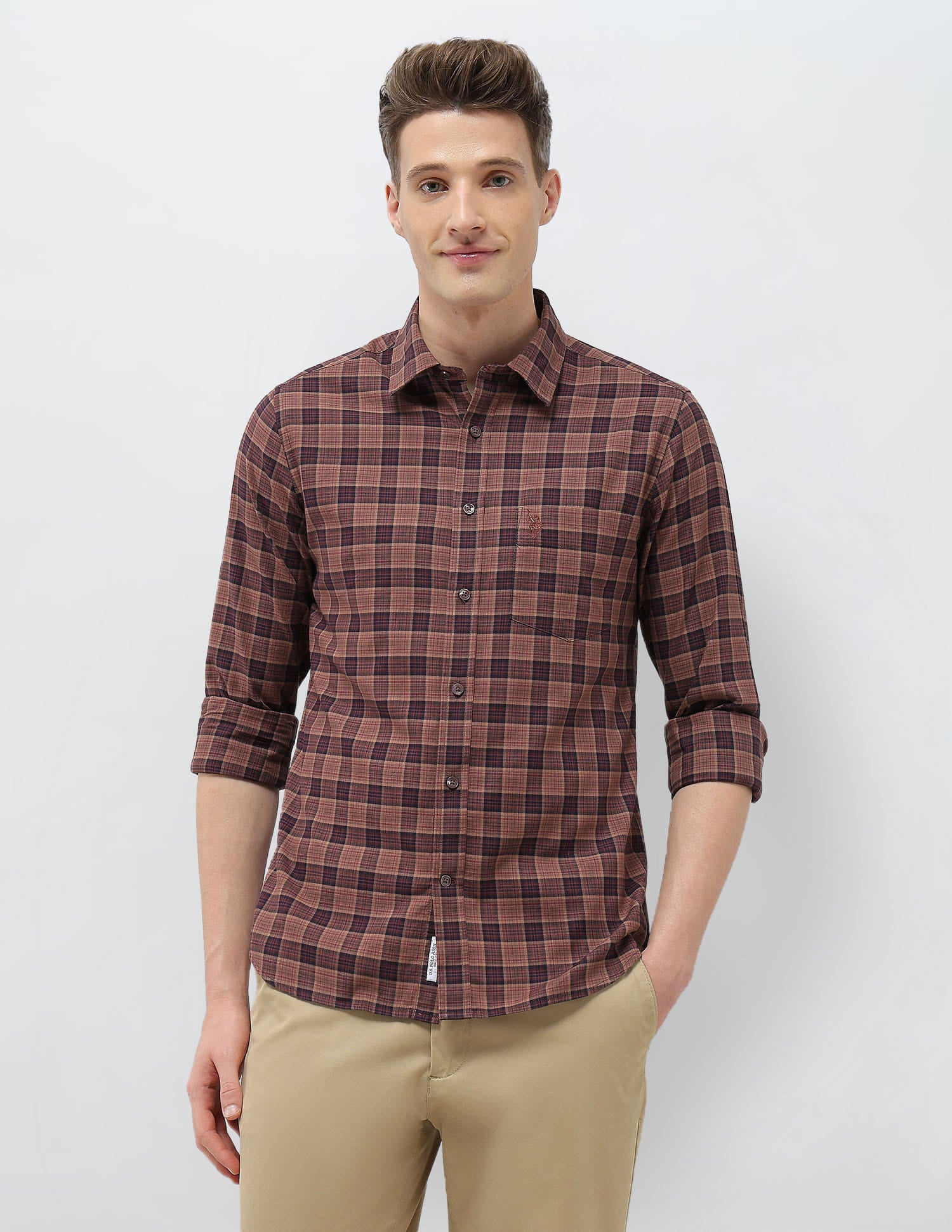 Tartan Checked Elevnado Shirt Maroon - U.S. Polo Assn. India | Large