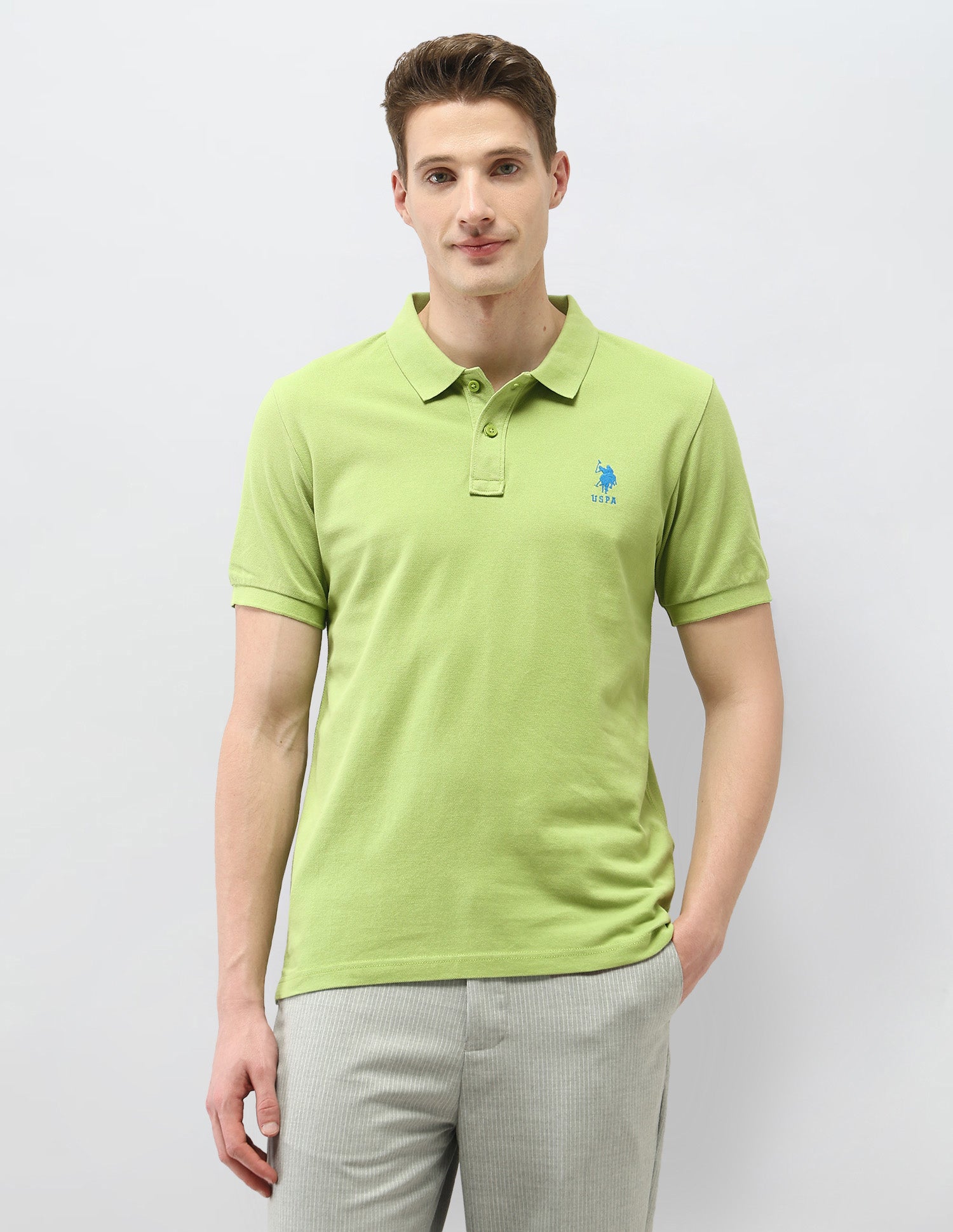 Solid Slim Fit Polo Shirt Green - U.S. Polo Assn. India | Large