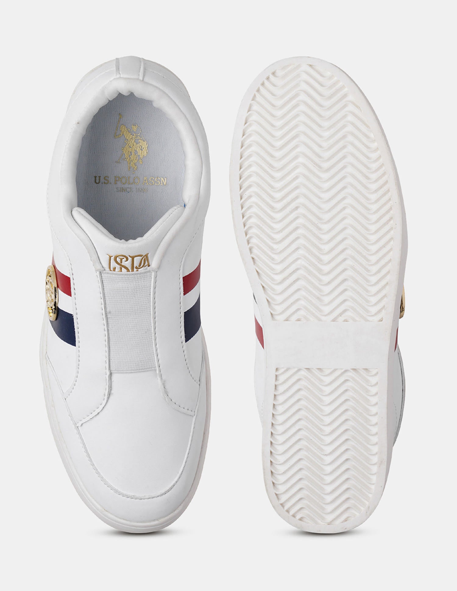 Women Tiziana Striped Sneakers White - U.S. Polo Assn. India | Large