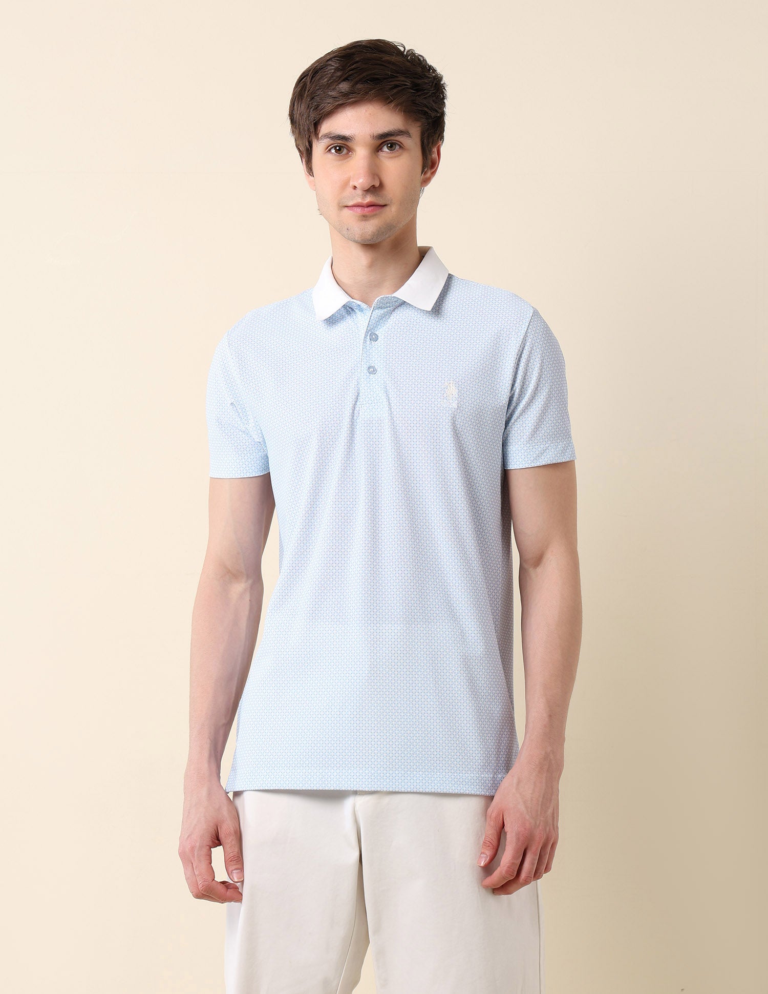 All-Over Printed Classic Polo Shirt White - U.S. Polo Assn. India | Large