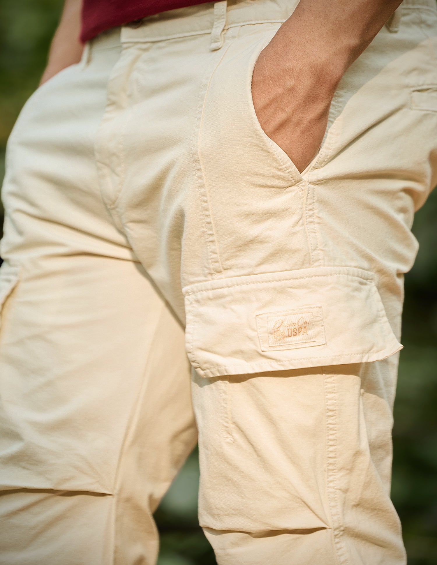 Mid Rise Straight Fit Twill Cargos Off White - U.S. Polo Assn. India | Large