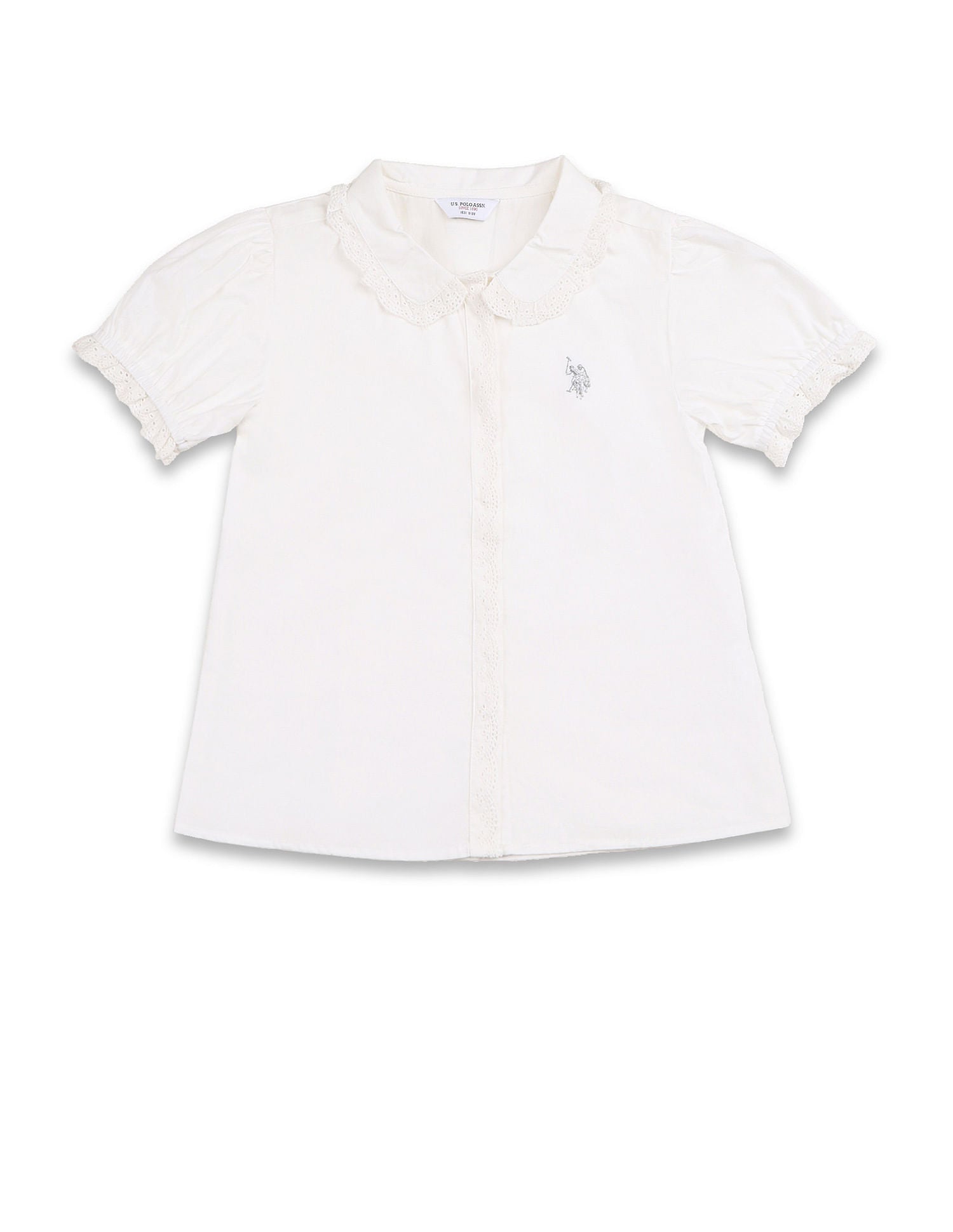 Girls Schiffli Top White - U.S. POLO ASSN. | Large