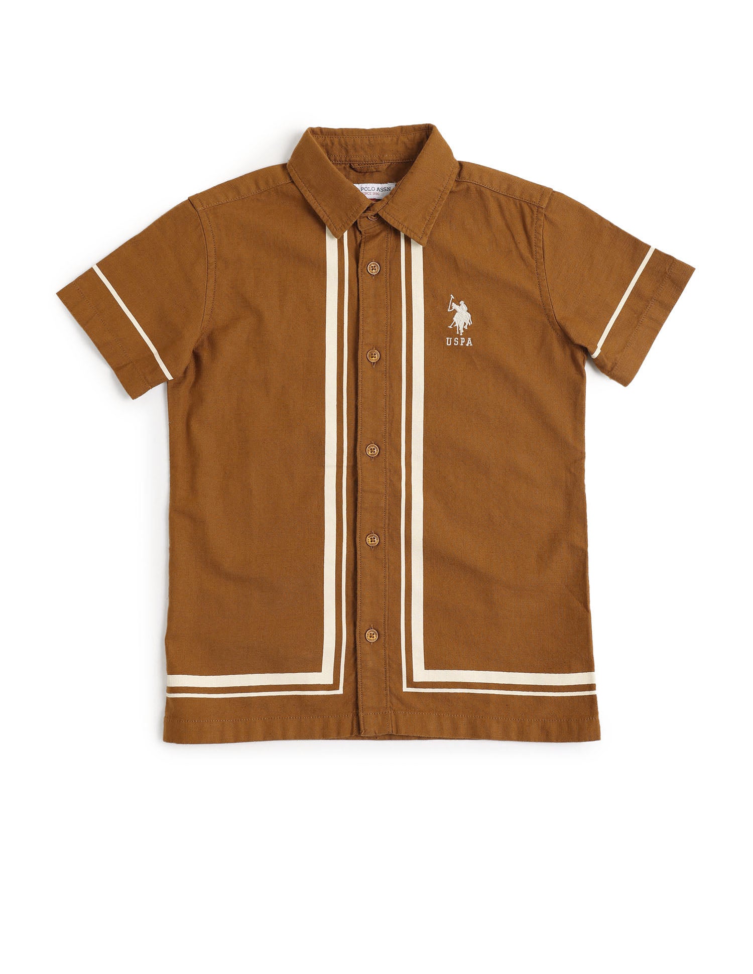 Boys Vertical Striped Boxy Fit Shirt Brown - U.S. POLO ASSN. | Large