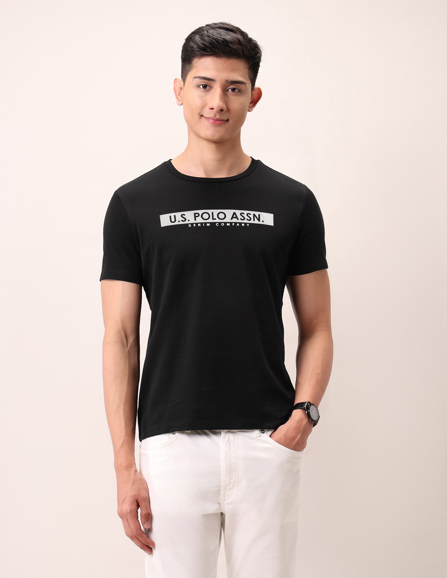 Brand Printed Outdoor T-Shirt Black - U.S. Polo Assn. India | Large