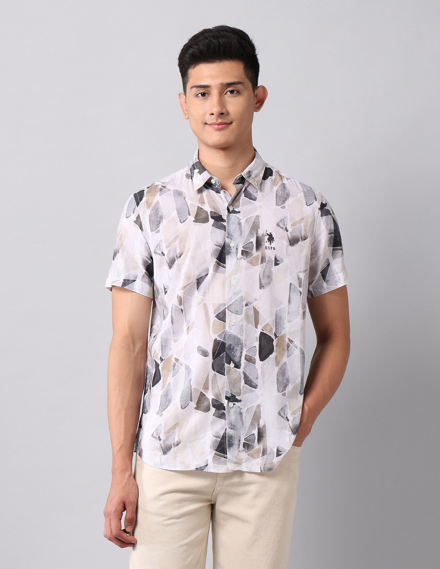 Abstract Printed Regular Fit Shirt Purple - U.S. Polo Assn. India | Large