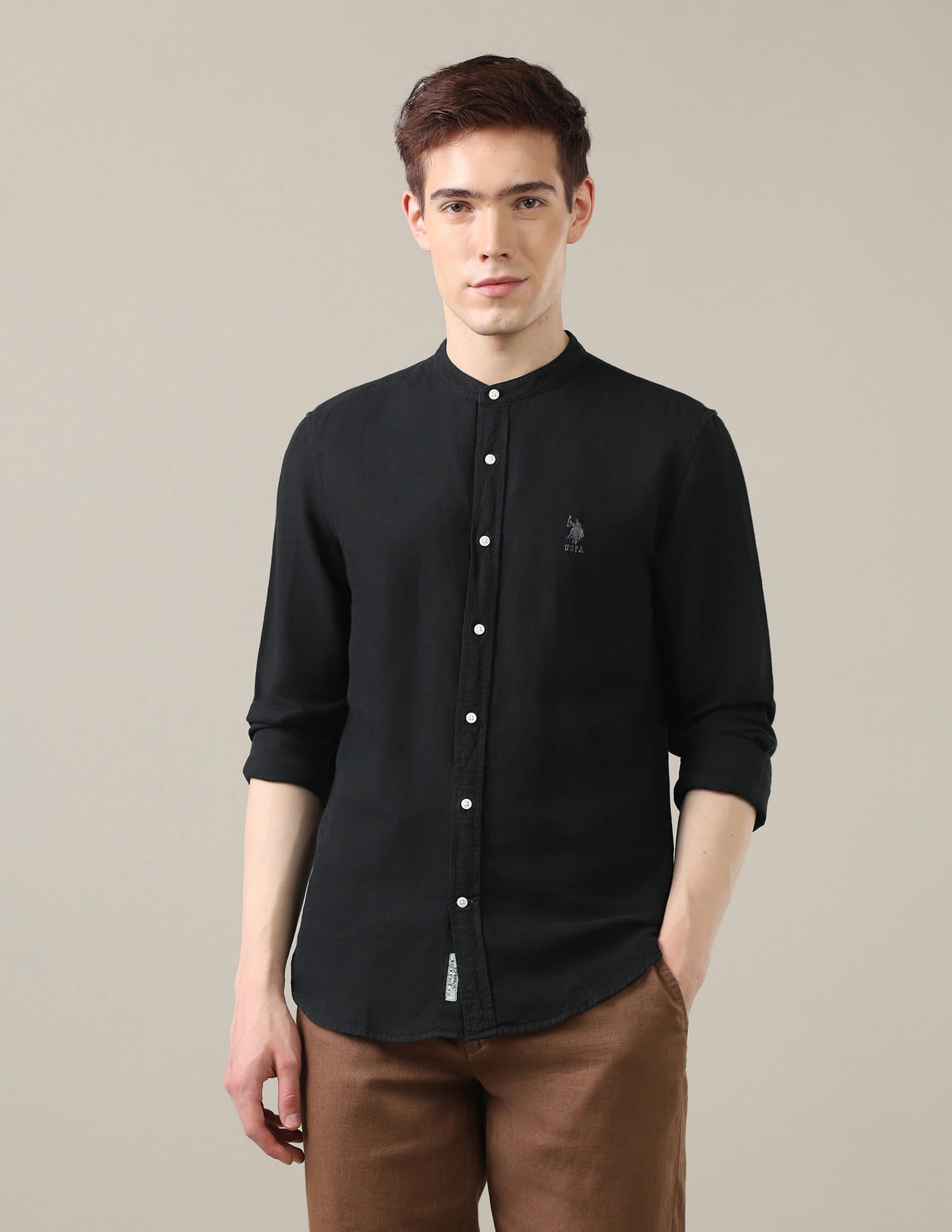 Solid Regular Fit Shirt Black - U.S. Polo Assn. India | Large