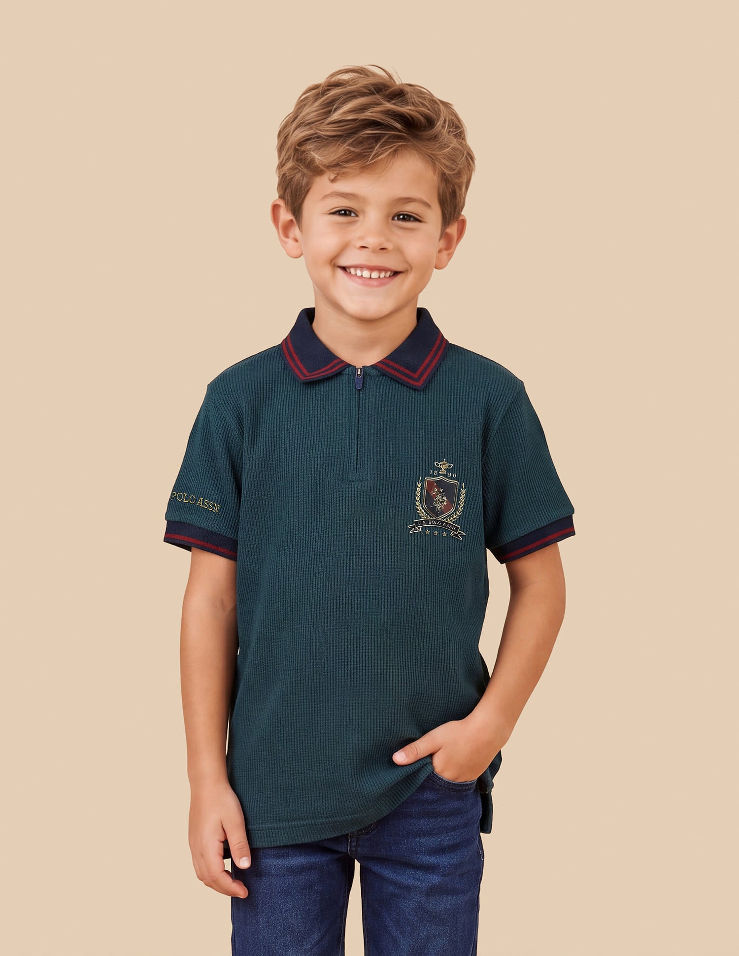 Textured Regular Fit Polo Shirt Green - U.S. Polo Assn. India | Large