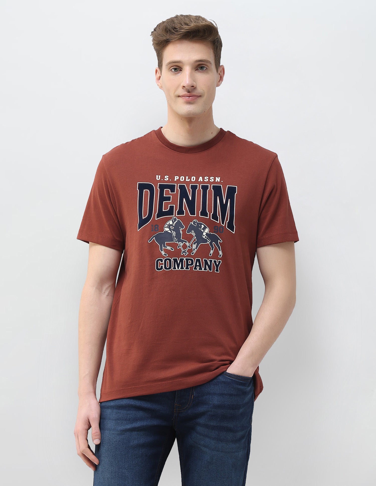 Summer House Slim Fit T-Shirt Rust - U.S. Polo Assn. India | Large
