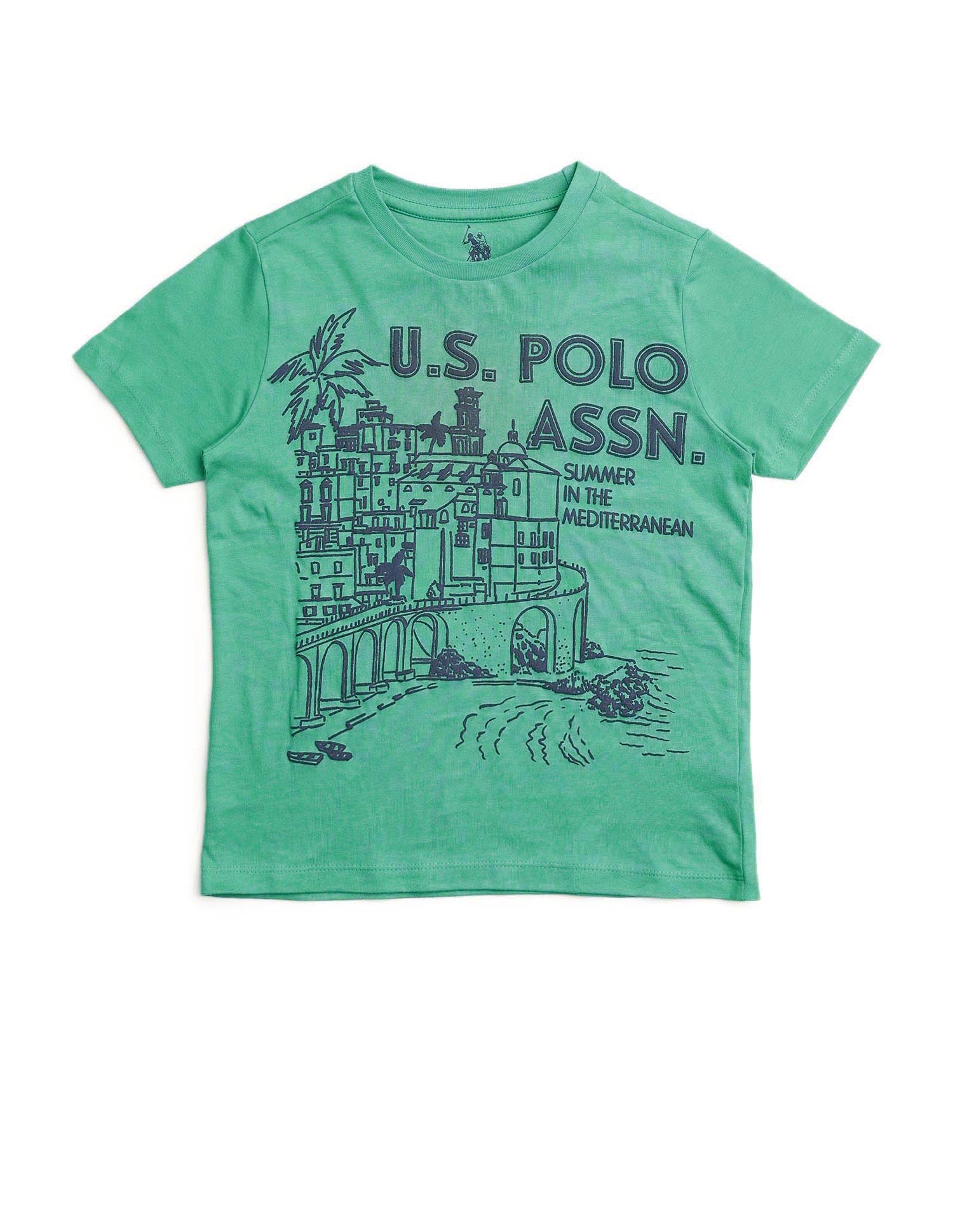 Boys Graphic Printed Regular Fit T-Shirt Dark Green - U.S. POLO ASSN. | Large