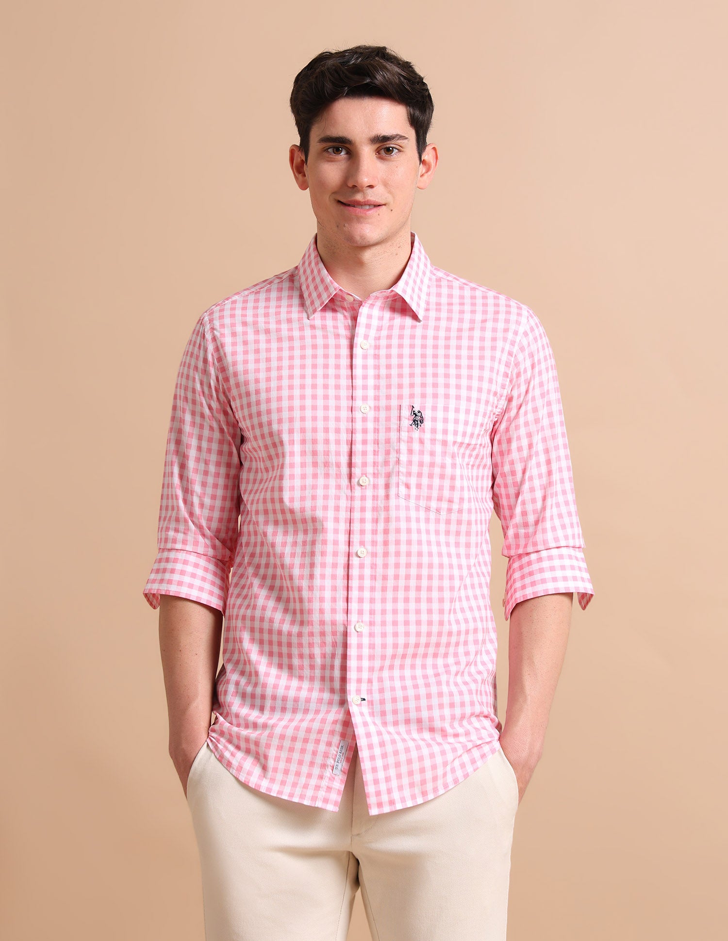Gingham Twill Shirt Pink - U.S. POLO ASSN. | Large