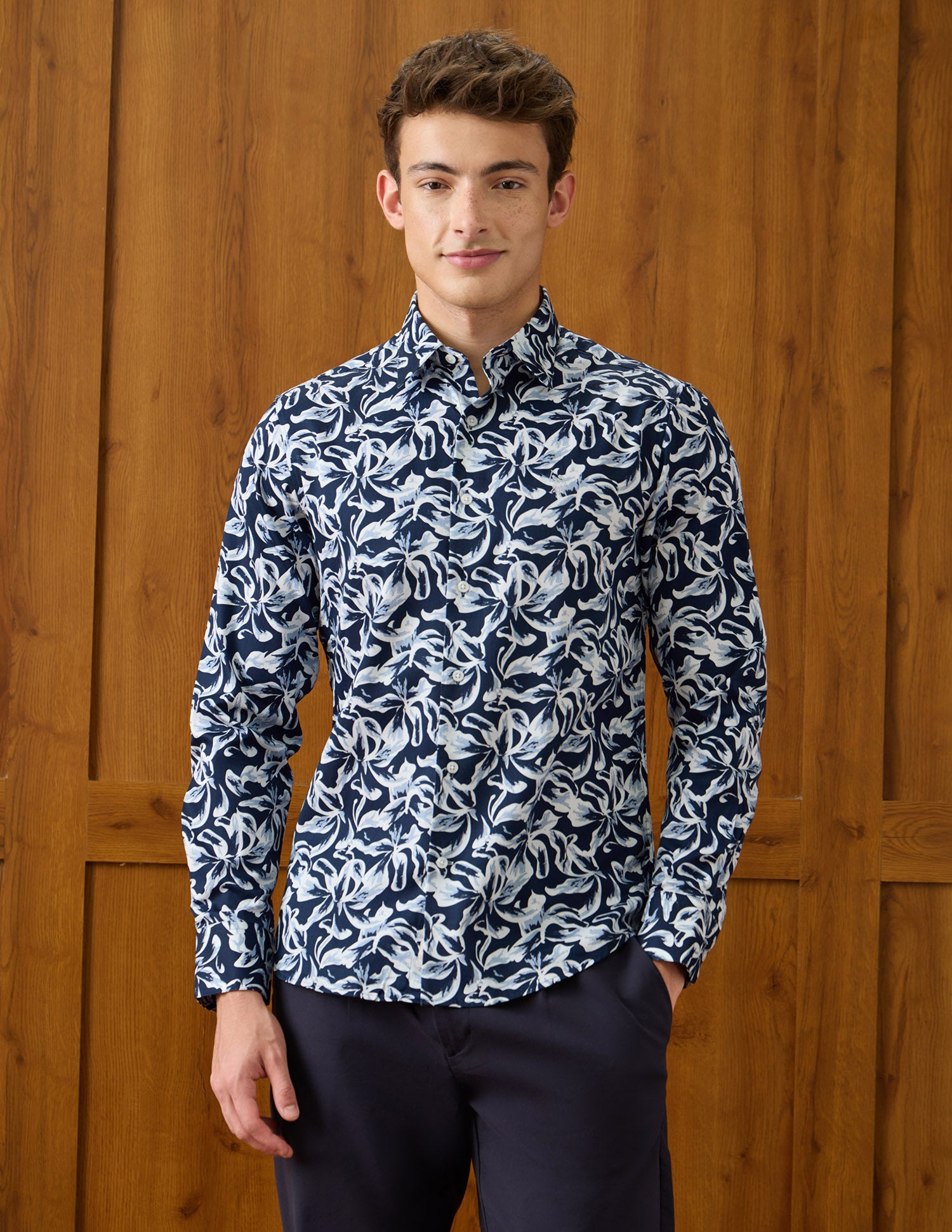 Abstract Printed Satin Shirt Navy - U.S. Polo Assn. India | Large
