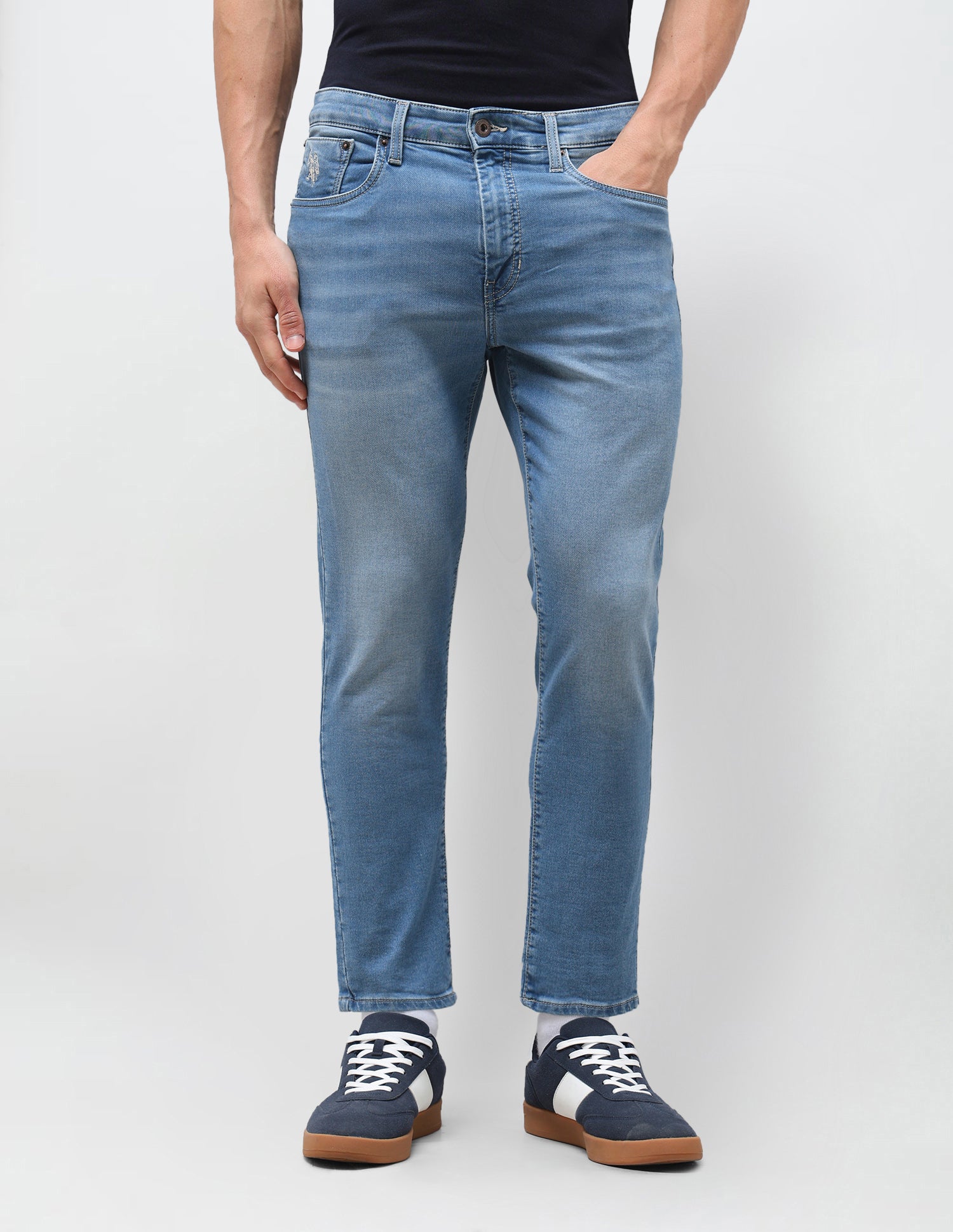 Cole Comfort Cropped Fit Blue Jeans Light Blue - U.S. Polo Assn. India | Large