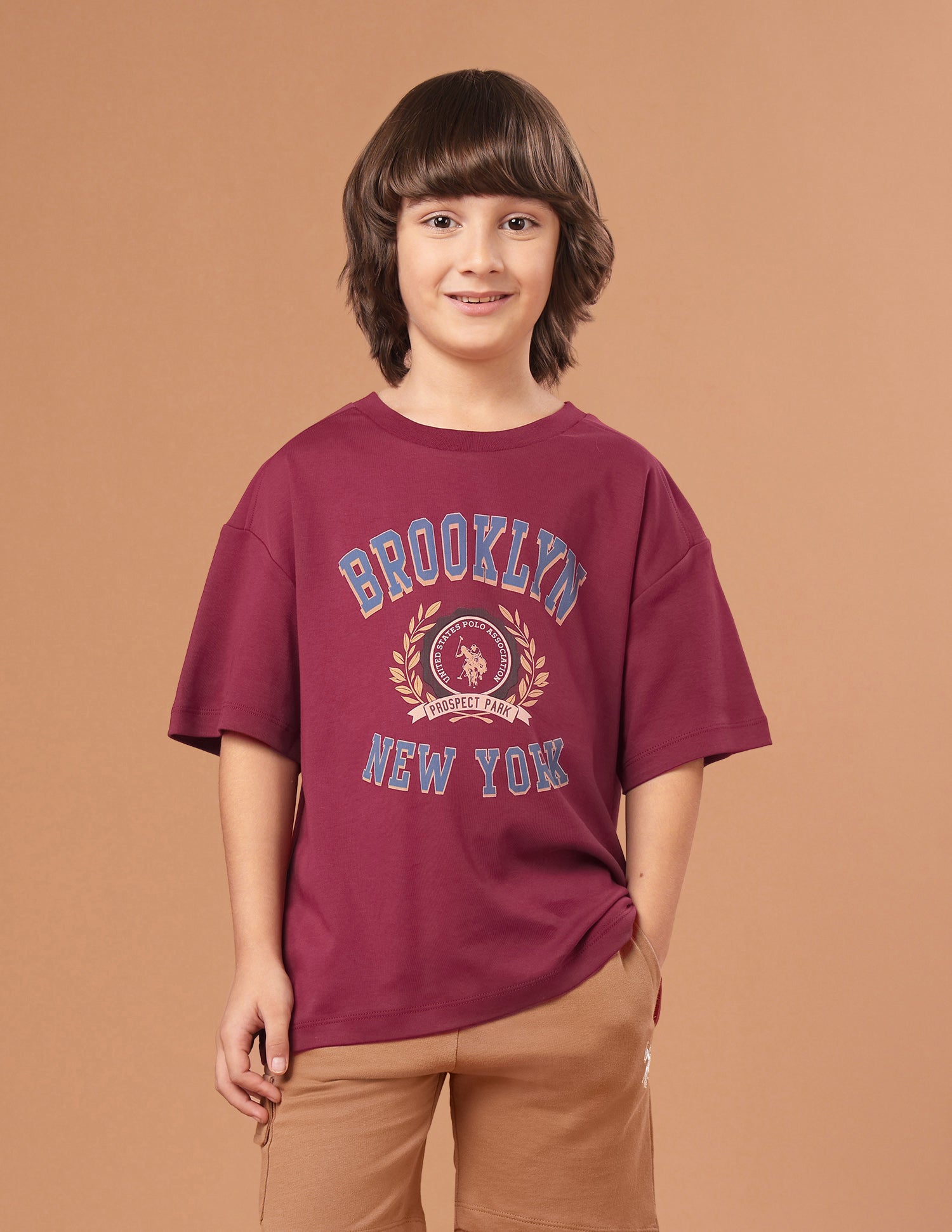 Graphic Printed Oversized Fit T-Shirt Maroon - U.S. Polo Assn. India | Large