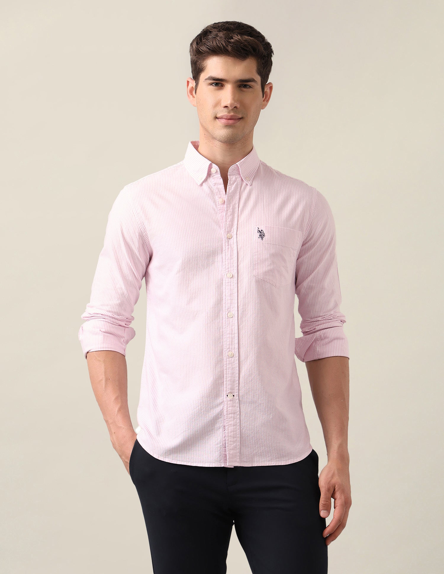 Pinstriped Oxford Shirt Pink - U.S. Polo Assn. India | Large