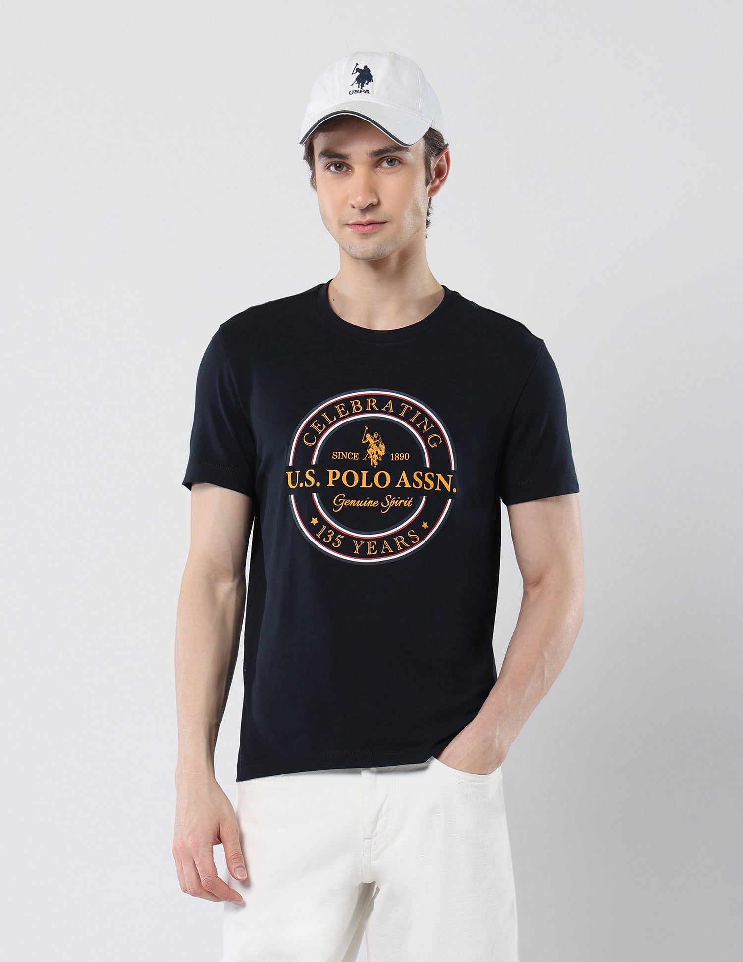 Brand Printed 135 Anniversary T-Shirt Navy - U.S. Polo Assn. India | Large