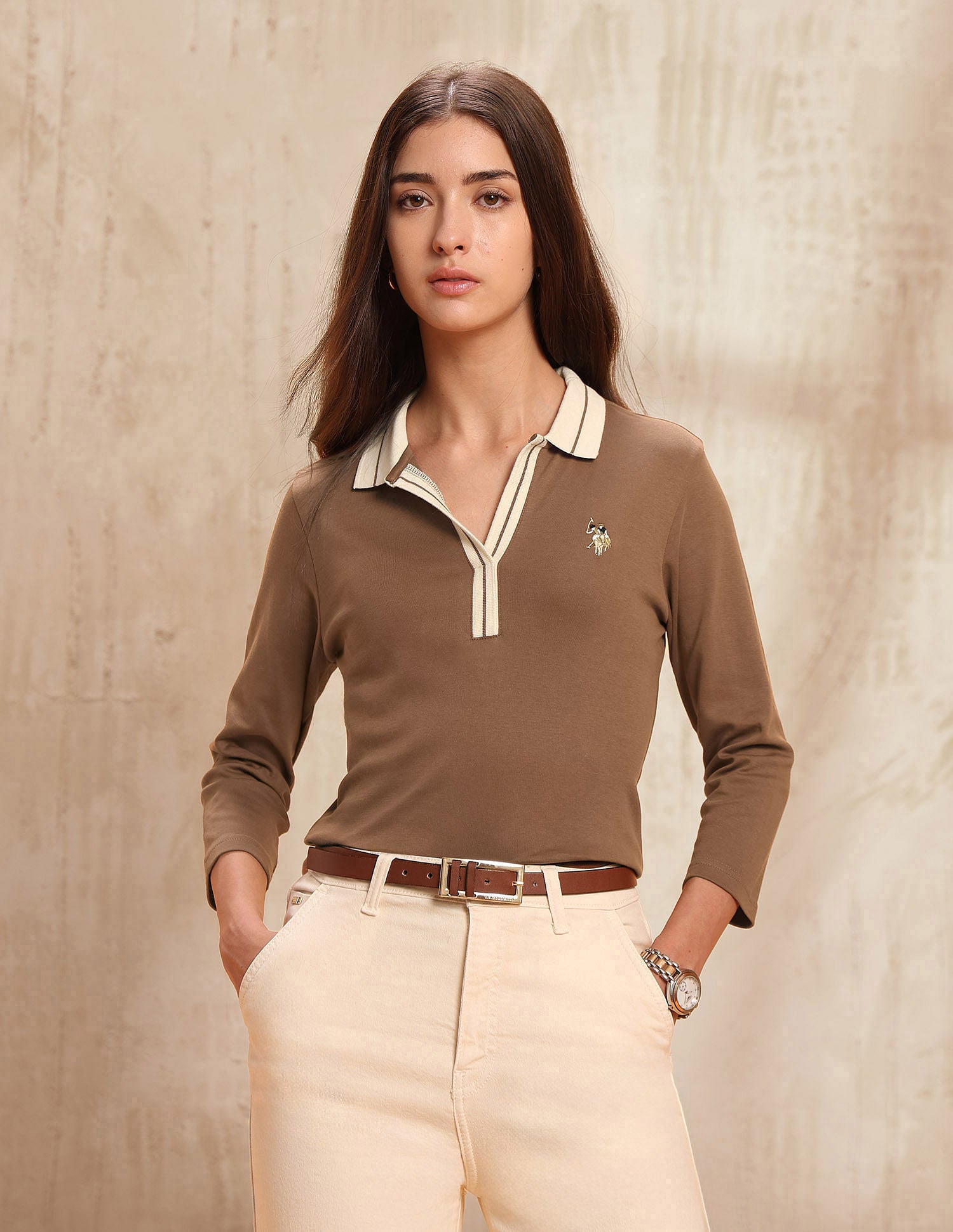 Regular Fit Solid Polo Shirt Brown - U.S. POLO ASSN. | Large