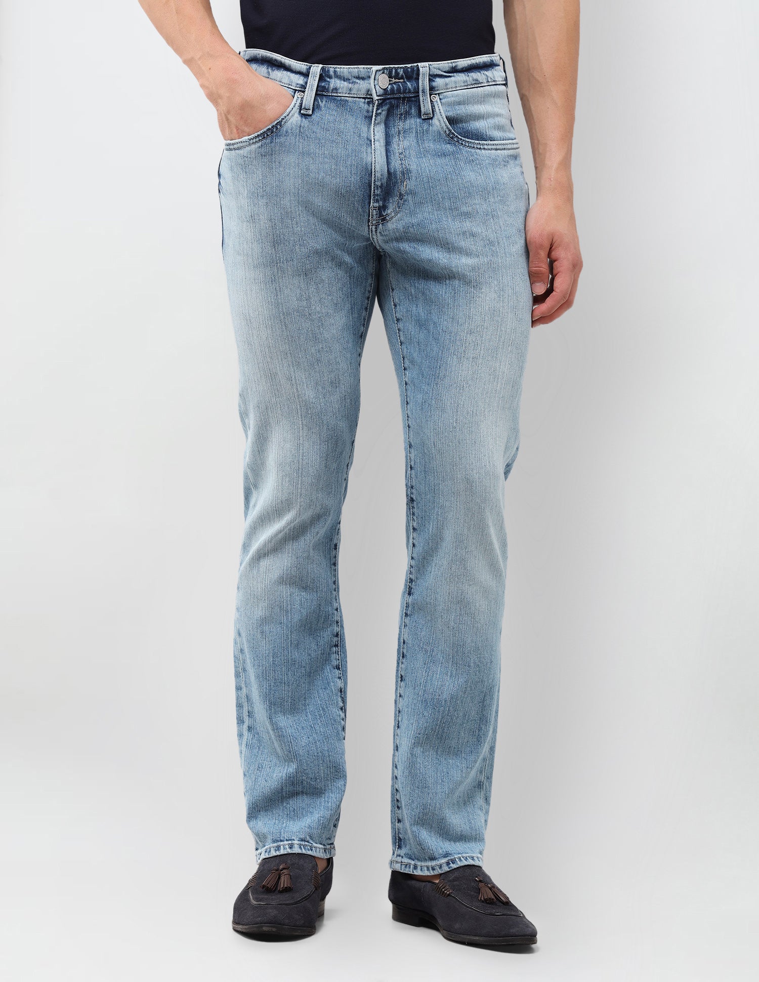 Harold Slim Straight Fit Blue Jeans Mid Blue - U.S. Polo Assn. India | Large