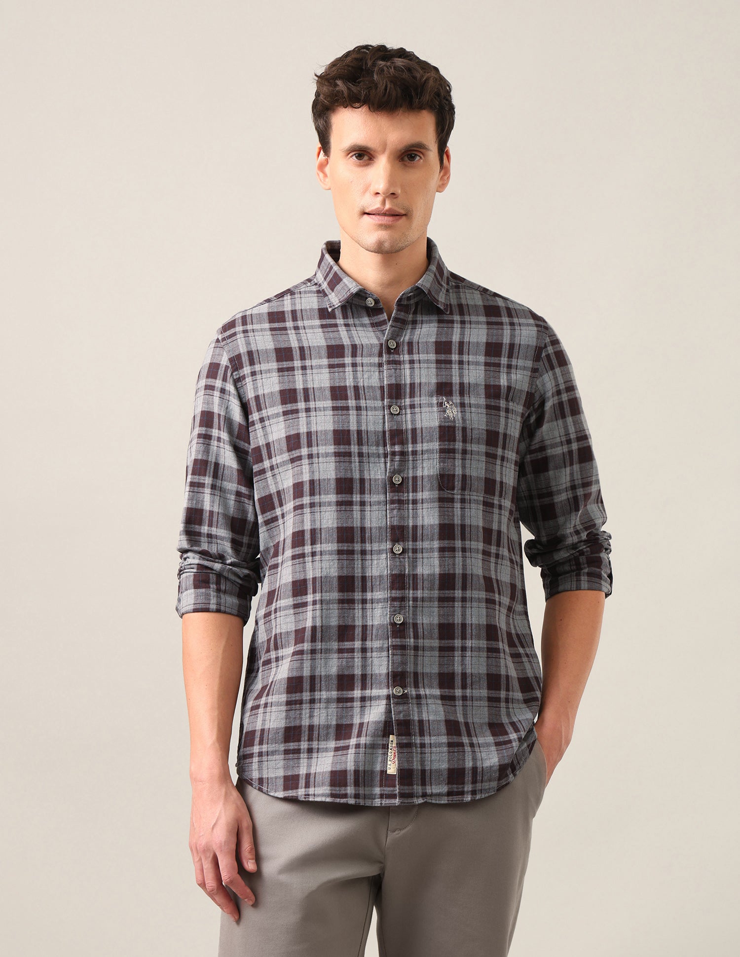 Tartan Checked Twill Shirt Brown - U.S. Polo Assn. India | Large