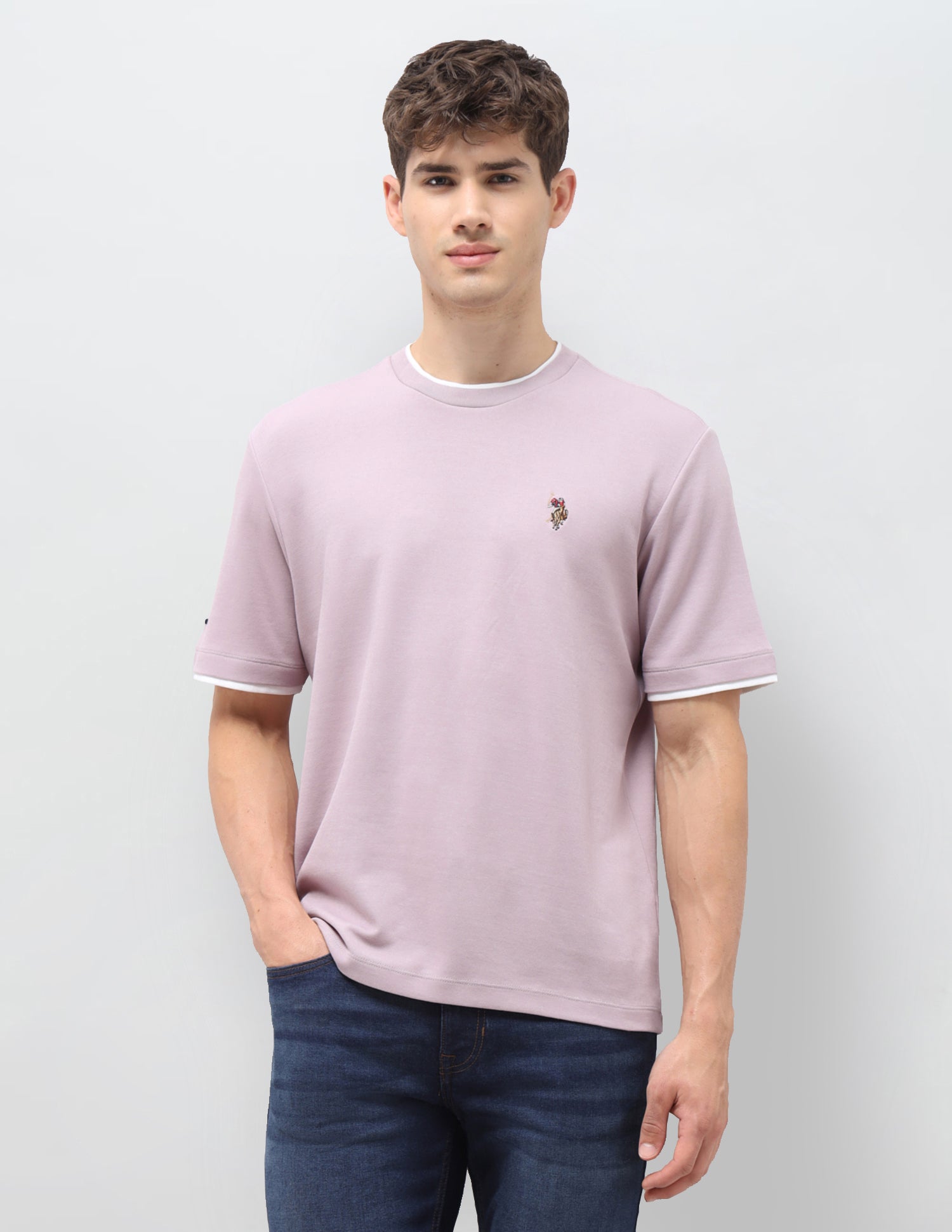 Solid Slim Fit T-Shirt Peach - U.S. Polo Assn. India | Large