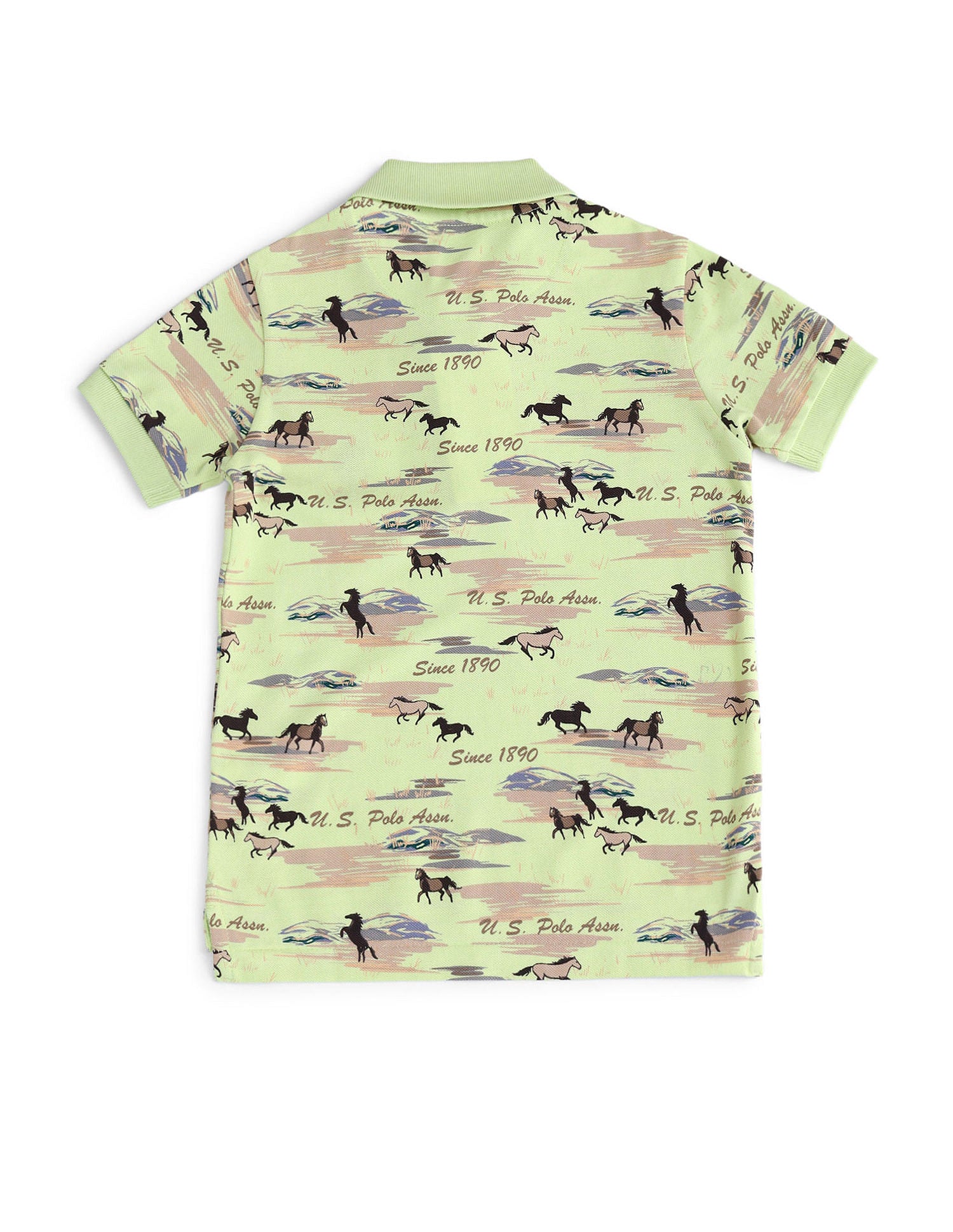 Boys Brand Print Polo Shirt Shadow Lime - U.S. Polo Assn. India | Large