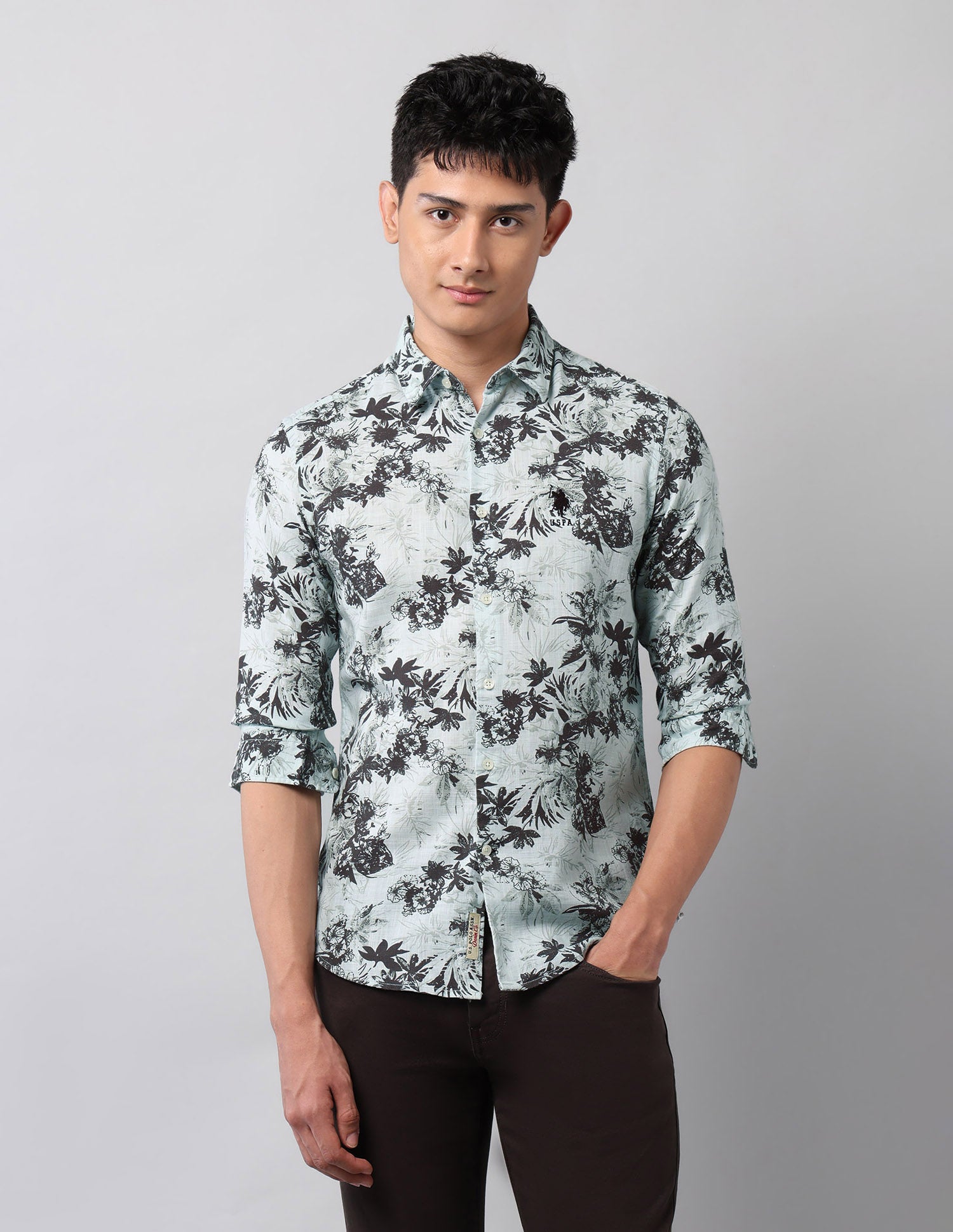 Pure Cotton Regular Fit Shirt Light Blue - U.S. Polo Assn. India | Large