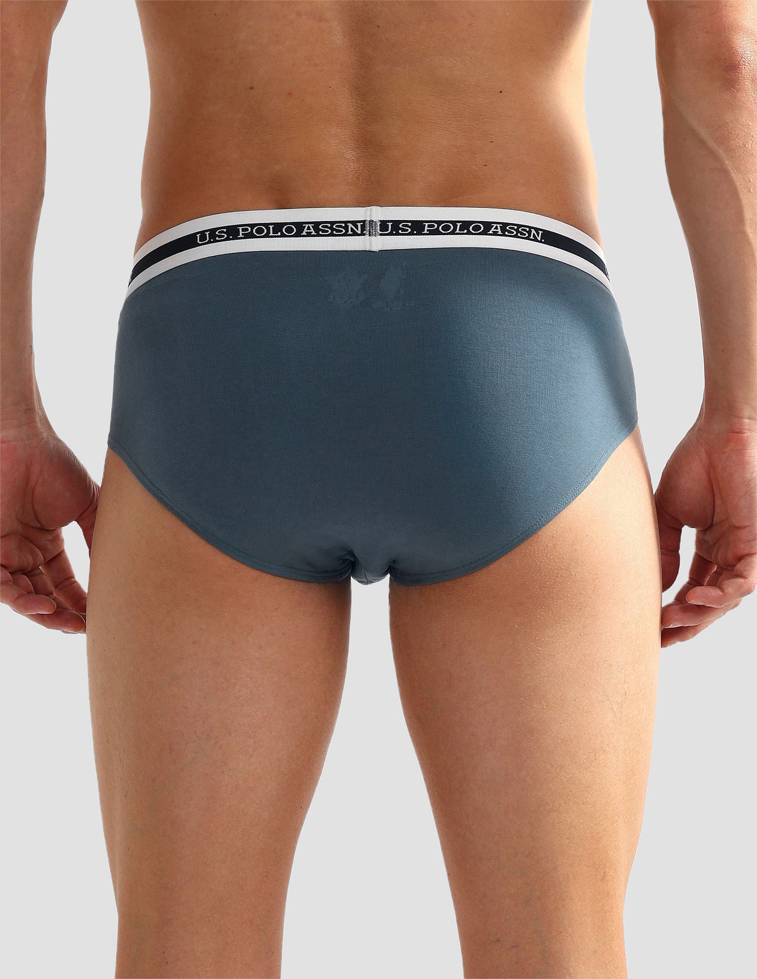 Elasticized Waist OEB09 Briefs - Pack Of 2 Teal Grey and Pastel Peach - U.S. POLO ASSN. | Large