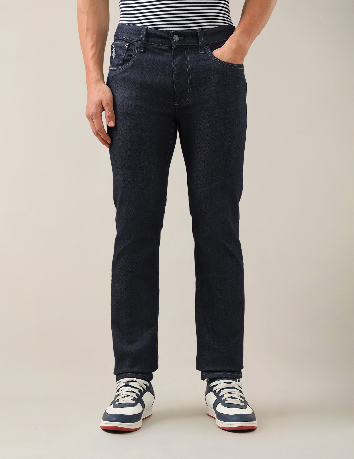 Harold Slim Straight Fit Blue Jeans Rinse Blue - U.S. Polo Assn. India | Large