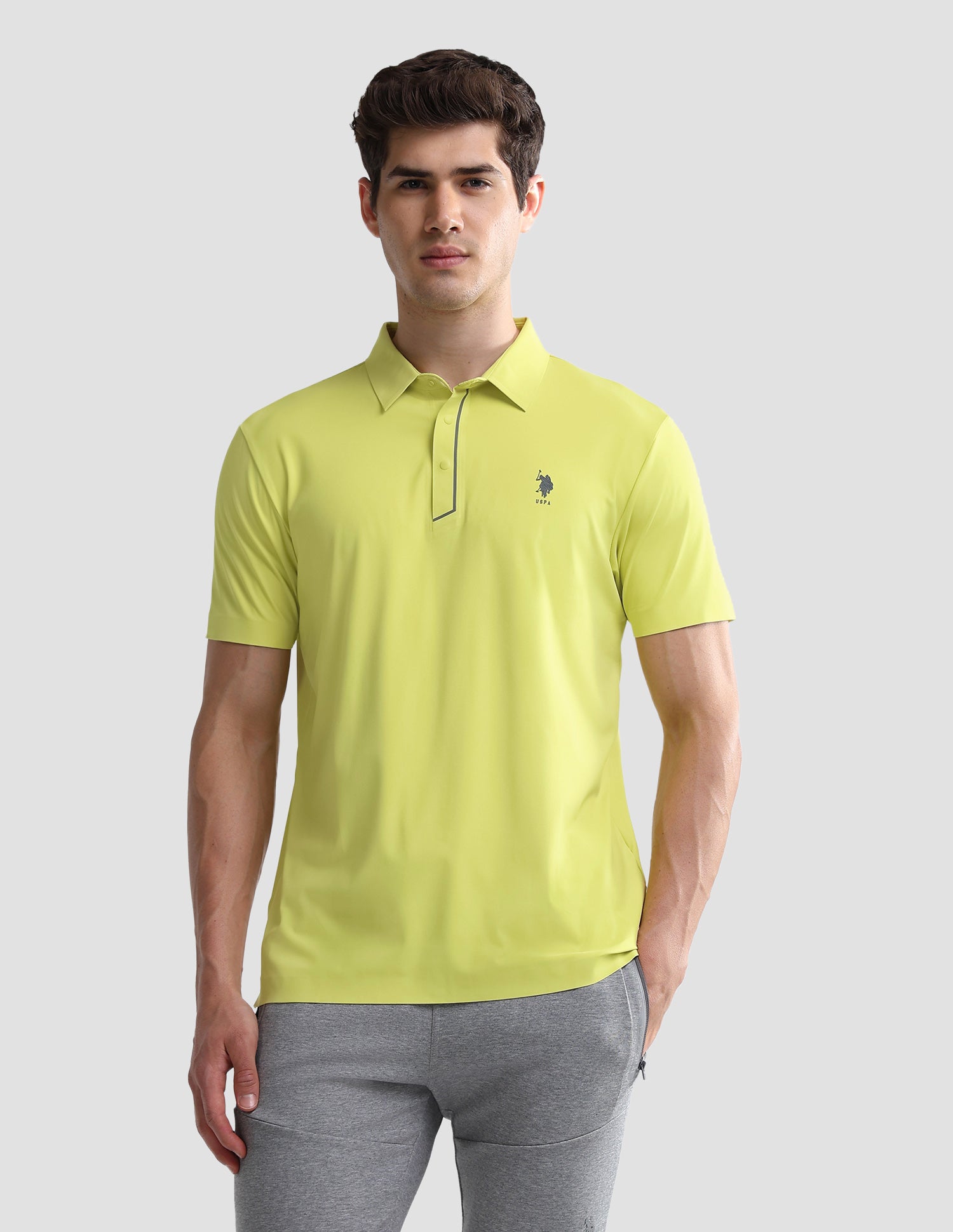 Solid Slim Fit Active Polo Shirt Yellow - U.S. Polo Assn. India | Large