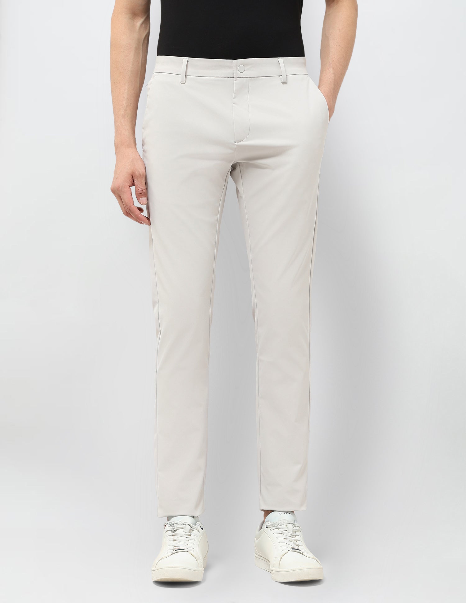 Austin Slim Fit Satin Trousers Ice Grey - U.S. POLO ASSN. | Large