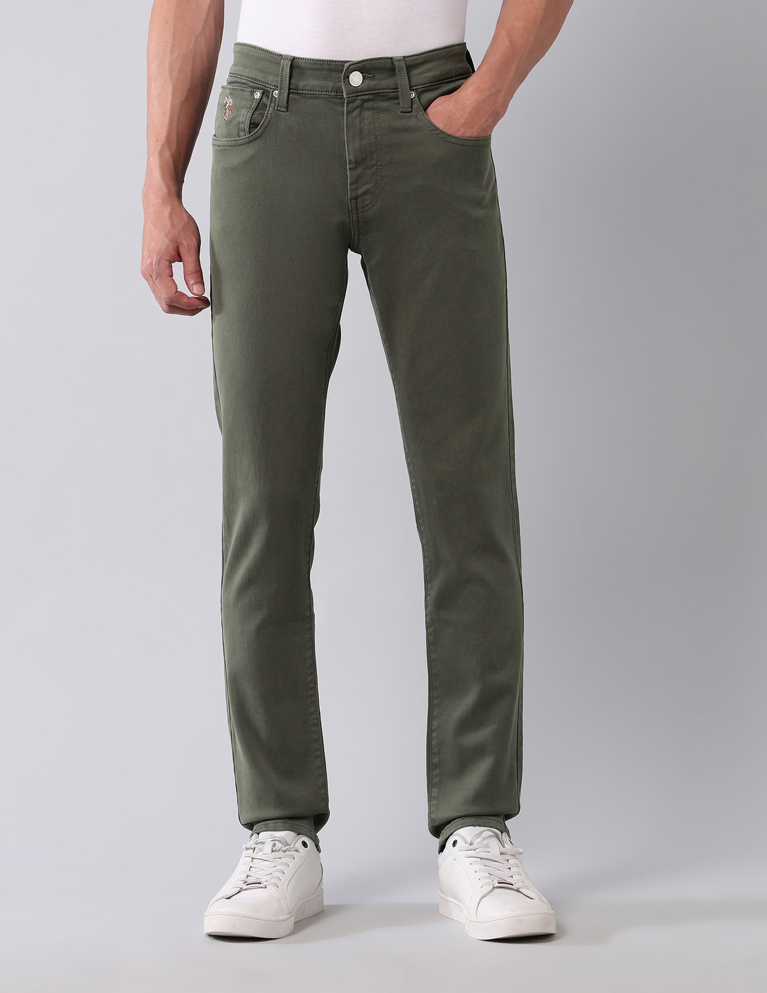 Brandon Slim Tapered Fit Green Jeans Dark Green - U.S. Polo Assn. India | Large