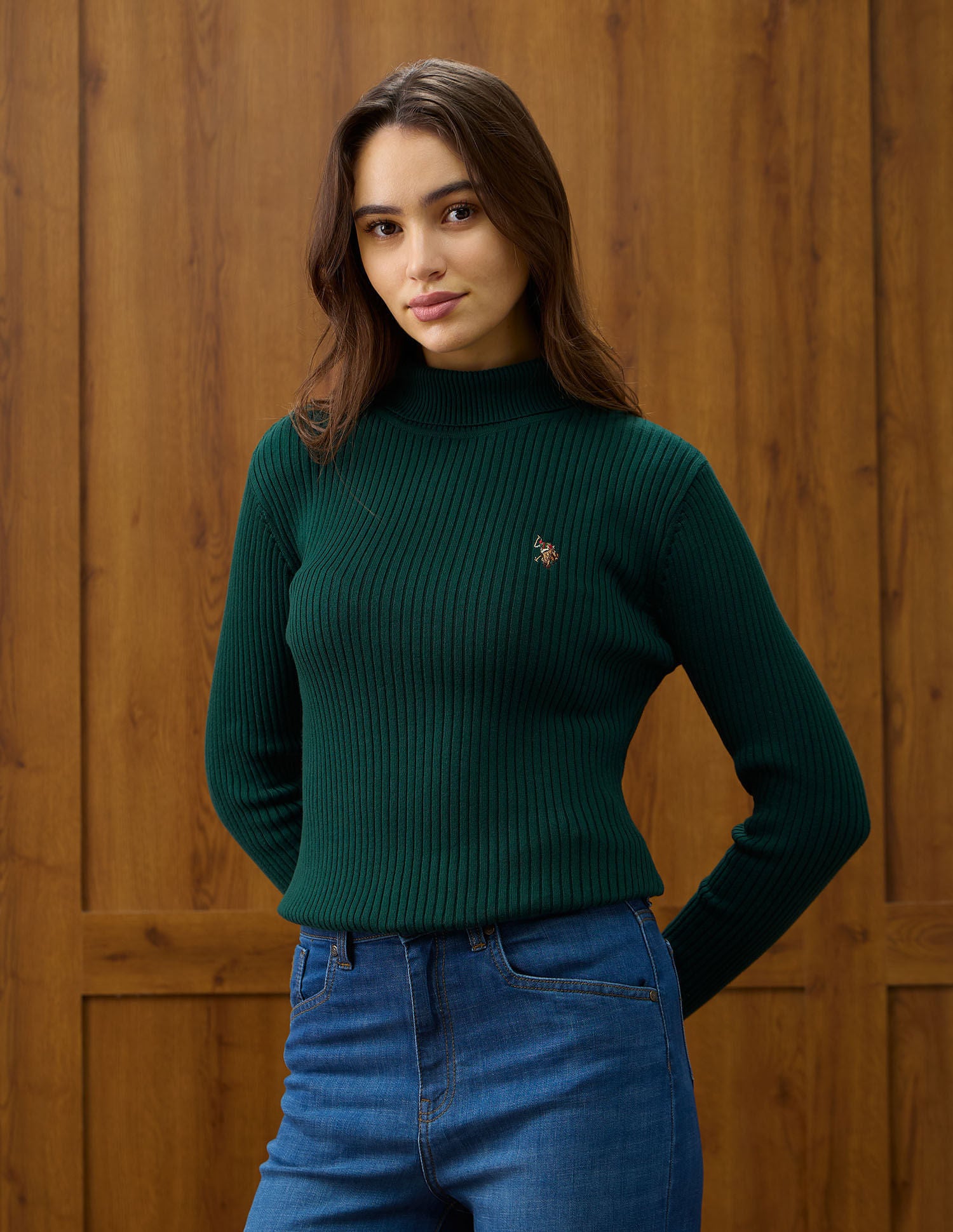 Solid Regular Fit  Sweater Green - U.S. Polo Assn. India | Large