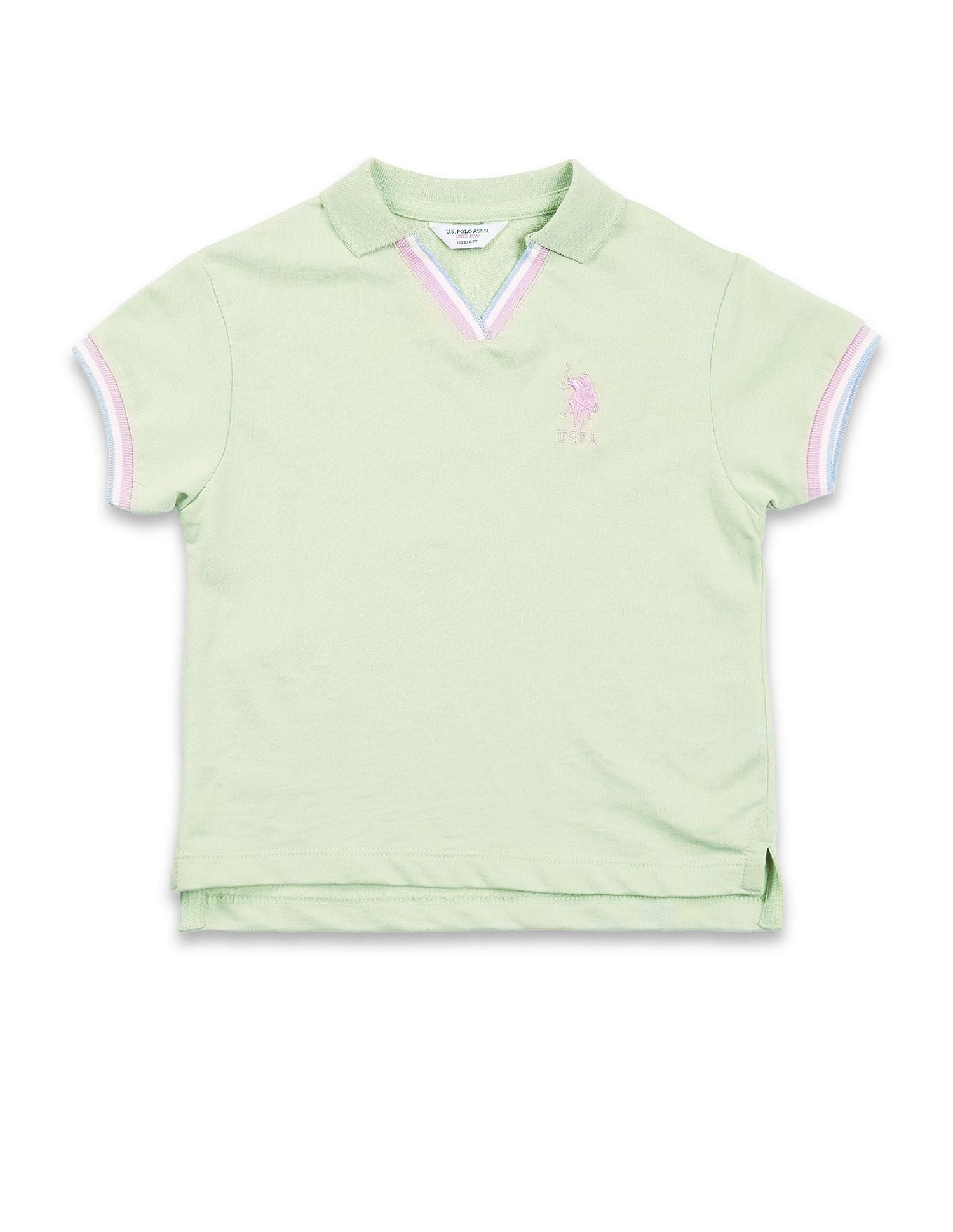 Girls Pure Cotton Solis Polo Shirt Light Green - U.S. POLO ASSN. | Large