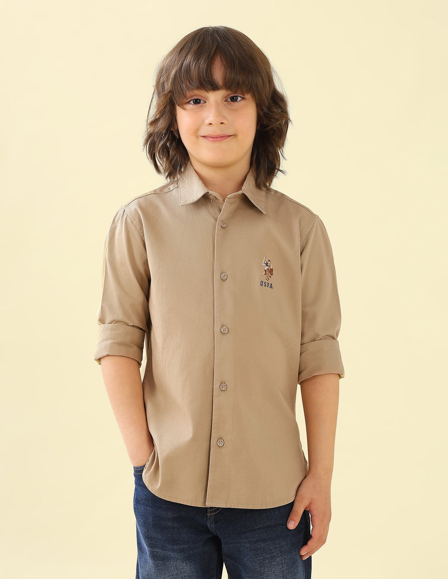 Twill Graphic Brand Printed Shirt Khaki - U.S. Polo Assn. India | Large