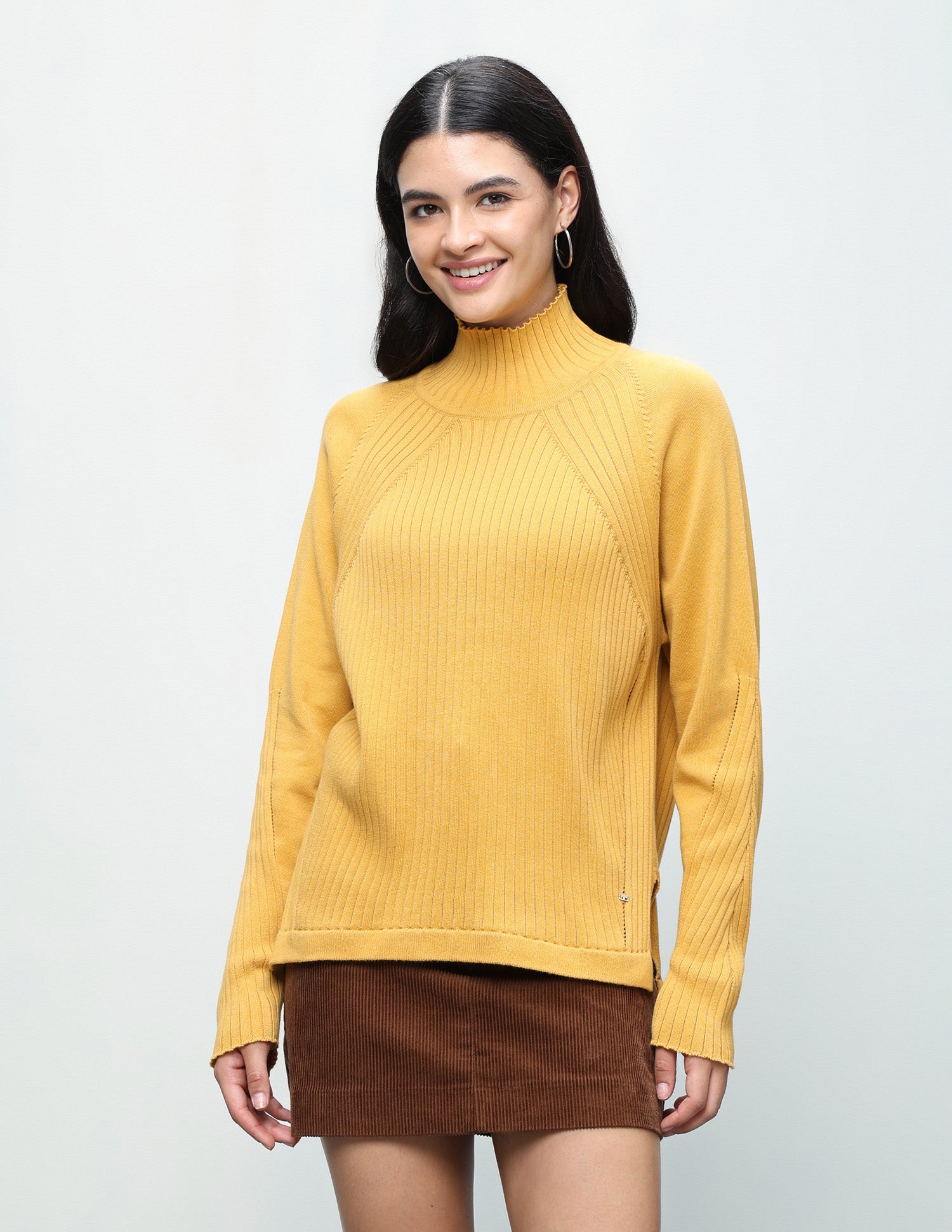 Patterned Knit Regular Fit Sweater Mustard - U.S. Polo Assn. India | Large