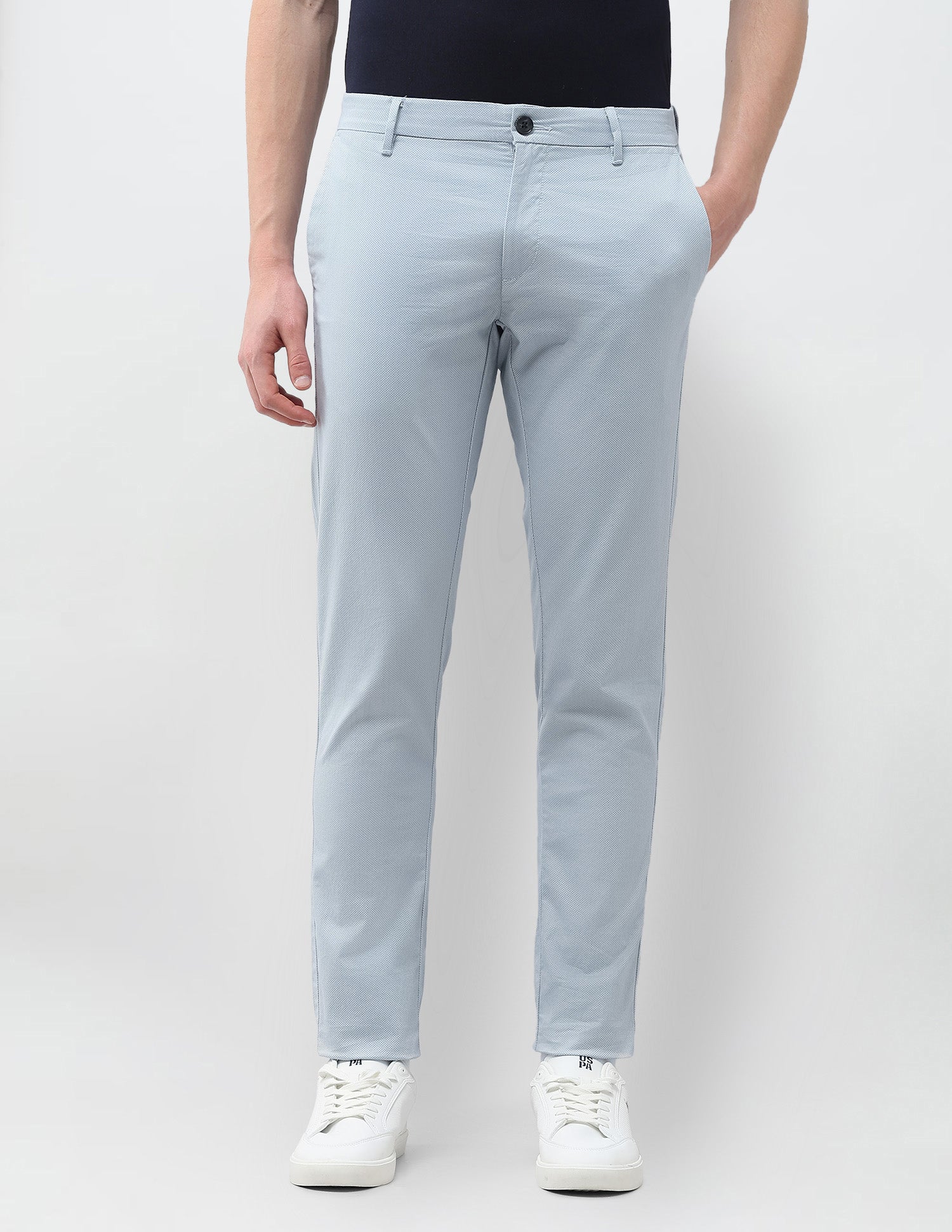 Austin Slim Fit Twill Trousers Light Blue - U.S. Polo Assn. India | Large