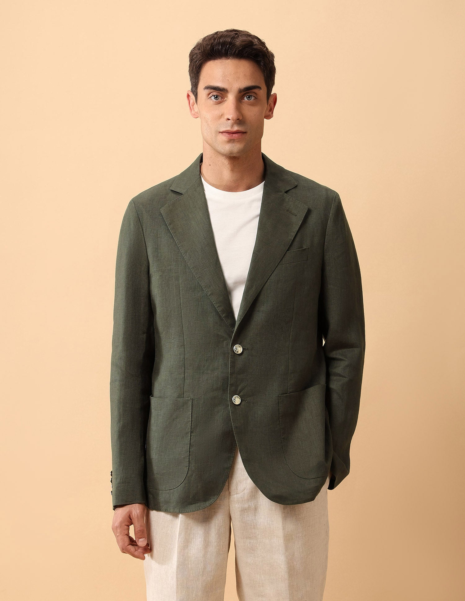 Pacho X Pure Linen Slim Fit Blazer Olive - U.S. POLO ASSN. | Large