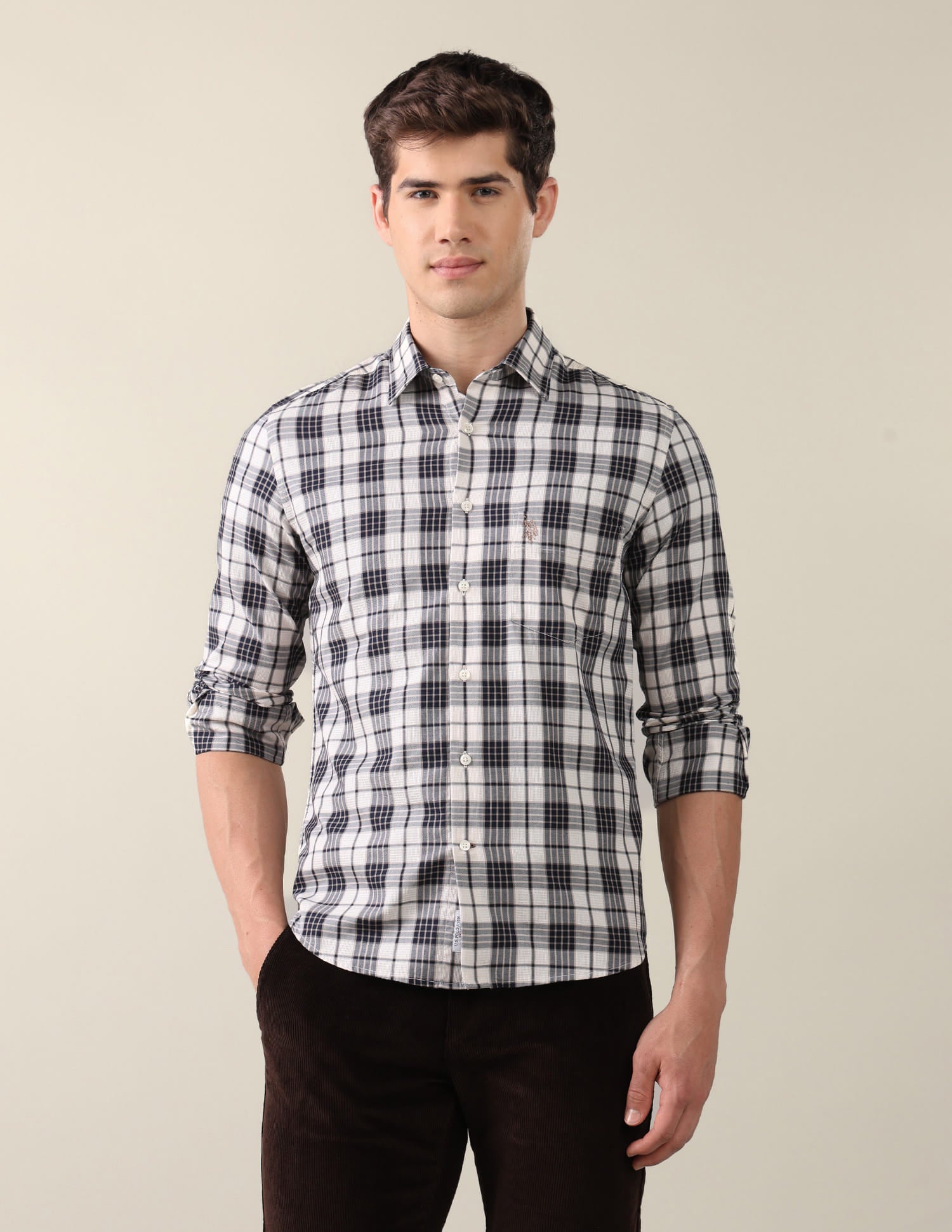 Twill Plaid Checked Shirt Blue - U.S. Polo Assn. India | Large