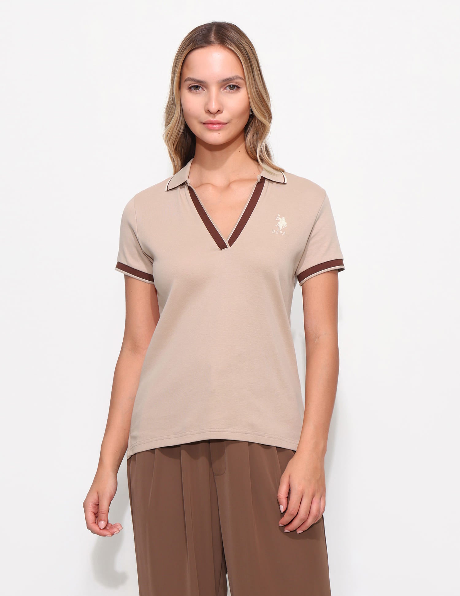 Solid Regular Fit Polo Shirt Brown - U.S. Polo Assn. India | Large