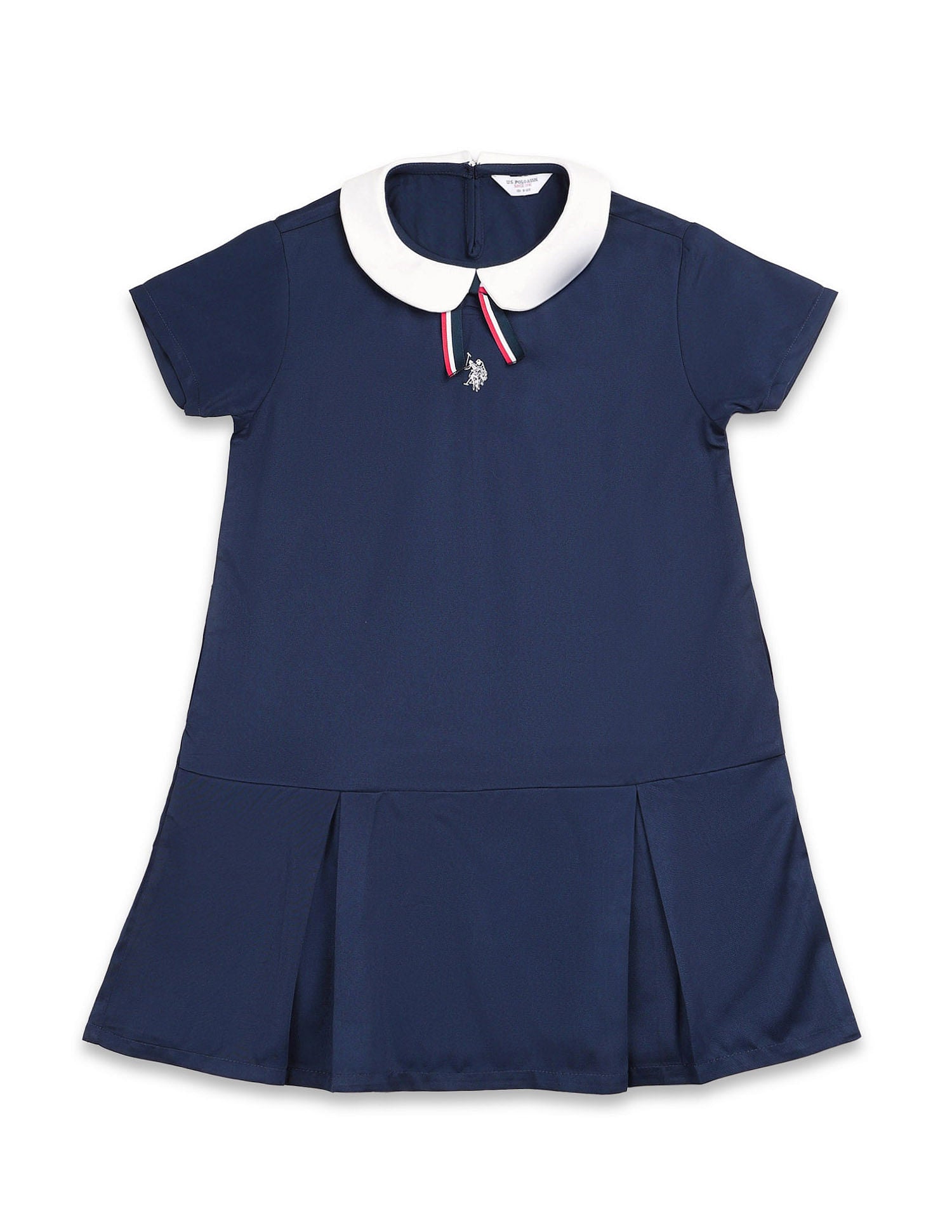 Girls Peter Pan Collar A-Line Dress Navy - U.S. POLO ASSN. | Large