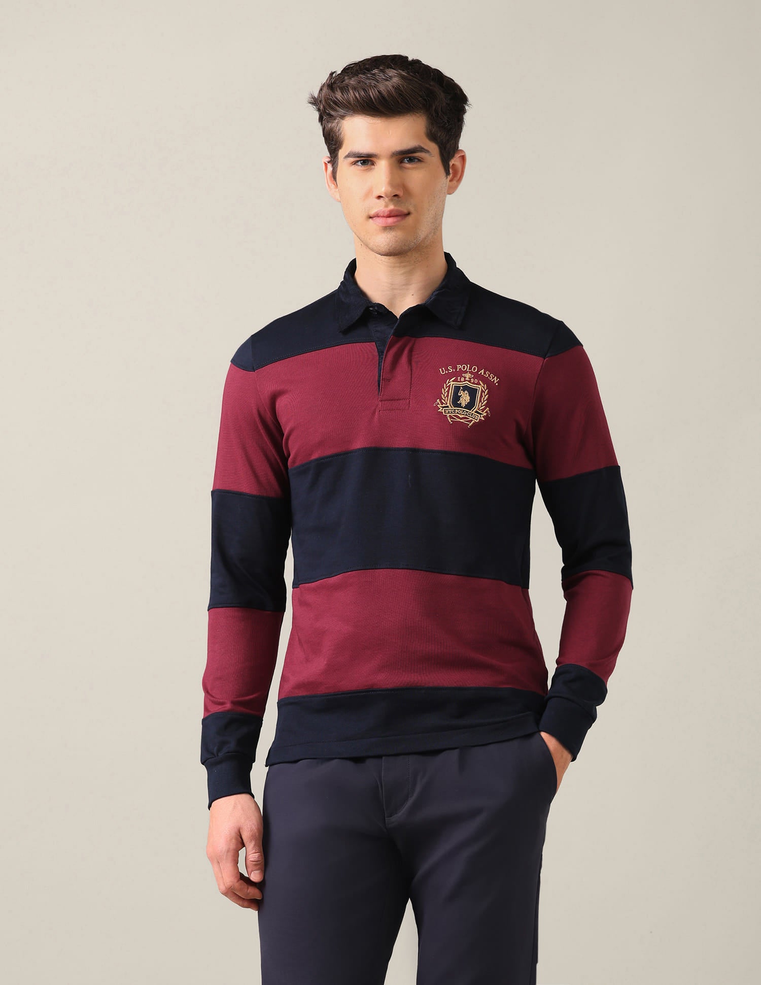 Horizontal Striped Slim Fit Polo Shirt Red - U.S. Polo Assn. India | Large