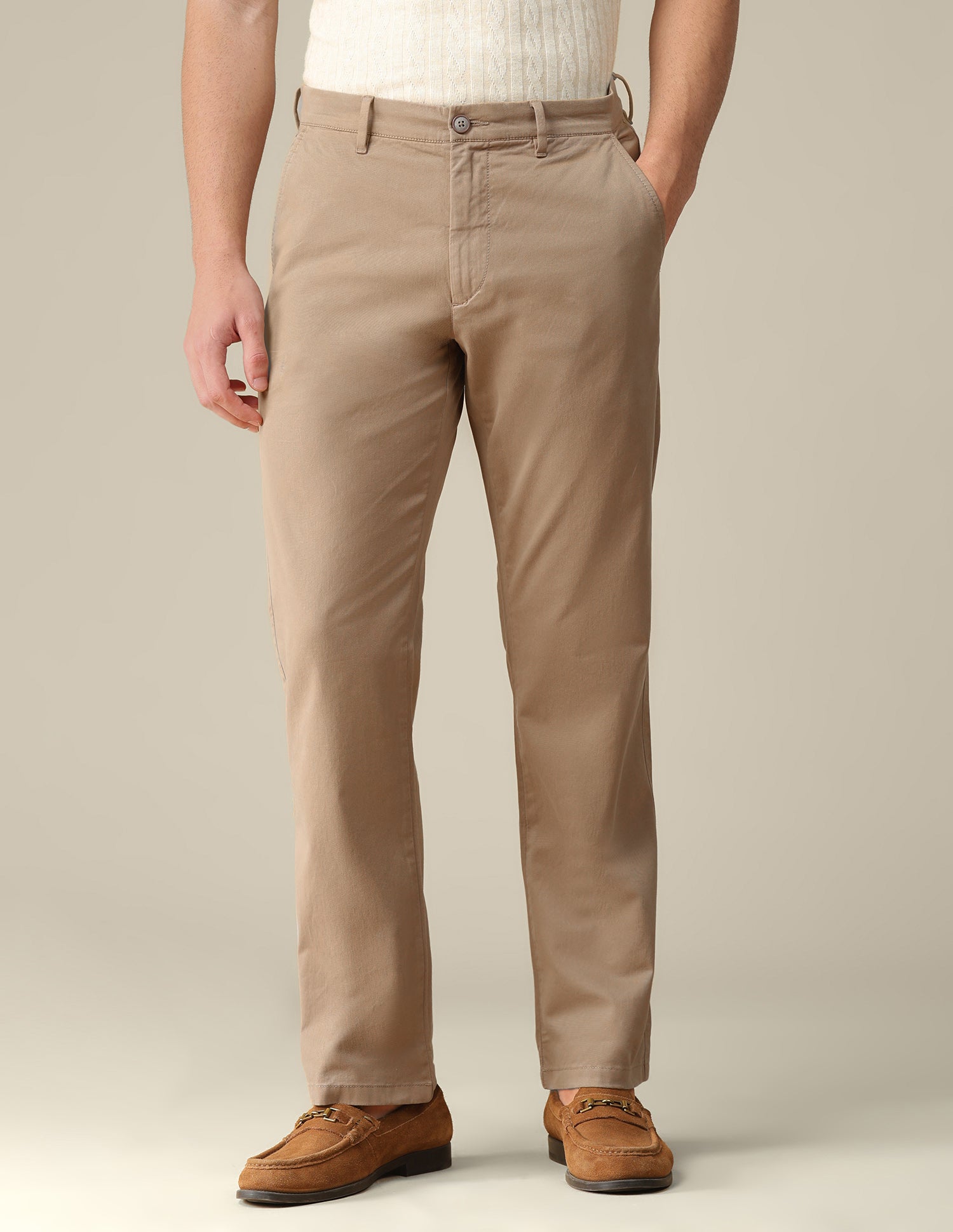 Riley straight fit Twill Trousers Tan - U.S. Polo Assn. India | Large