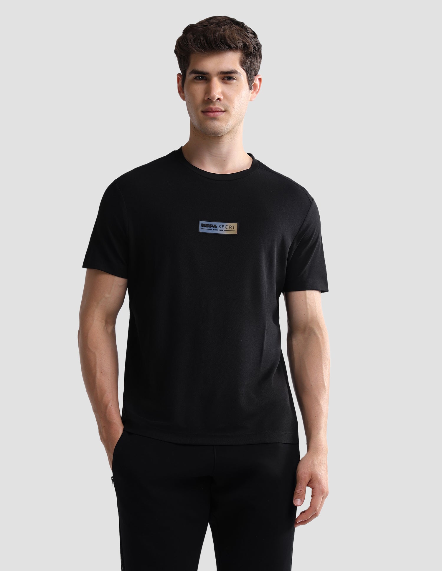 Solid Slim Fit Active T-Shirt Black - U.S. Polo Assn. India | Large