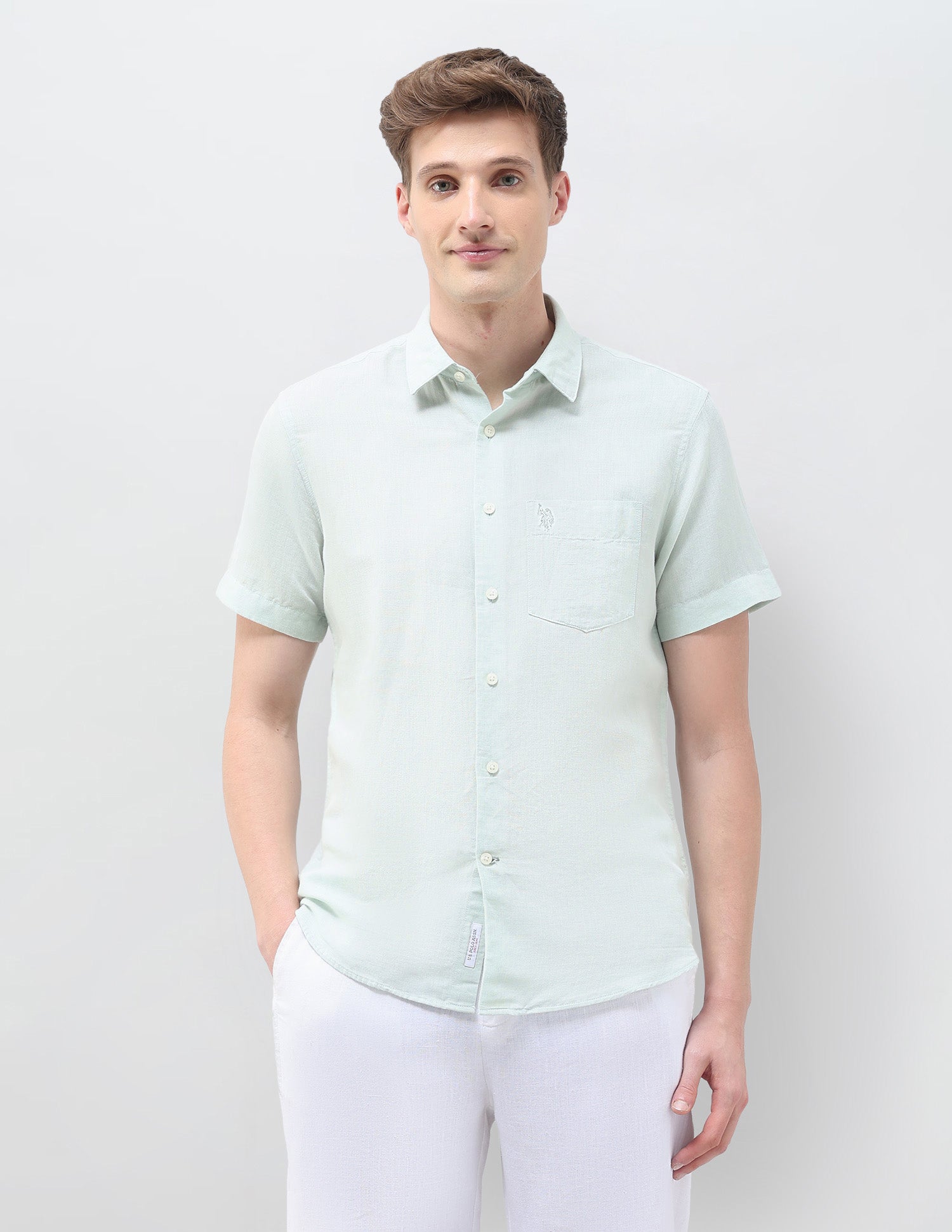 Solid Tailored Fit Shirt Light Green - U.S. Polo Assn. India | Large