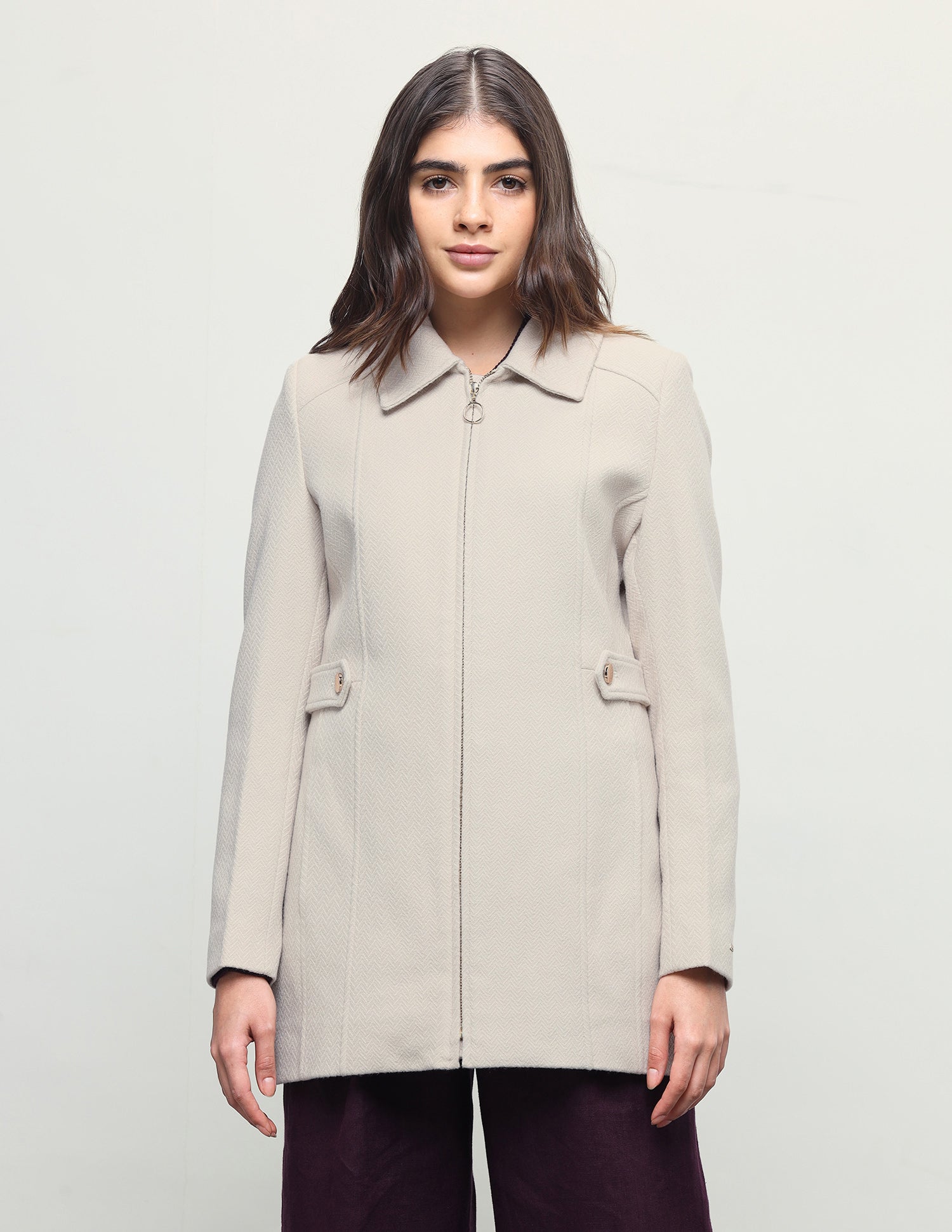Mid Thigh Full Zipper Jacket Beige - U.S. Polo Assn. India | Large