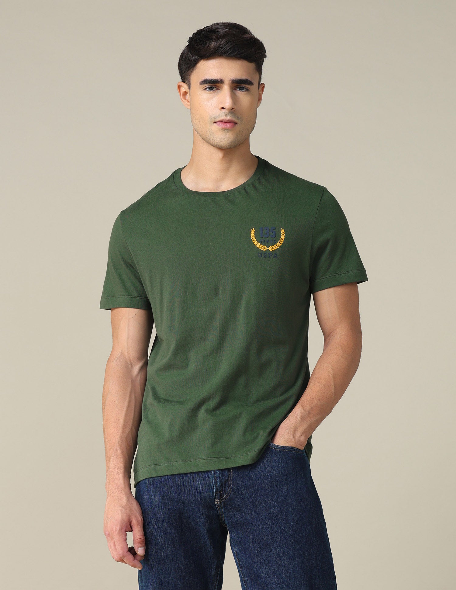 Regular Fit Solid T-shirt Dark Olive - U.S. POLO ASSN. | Large