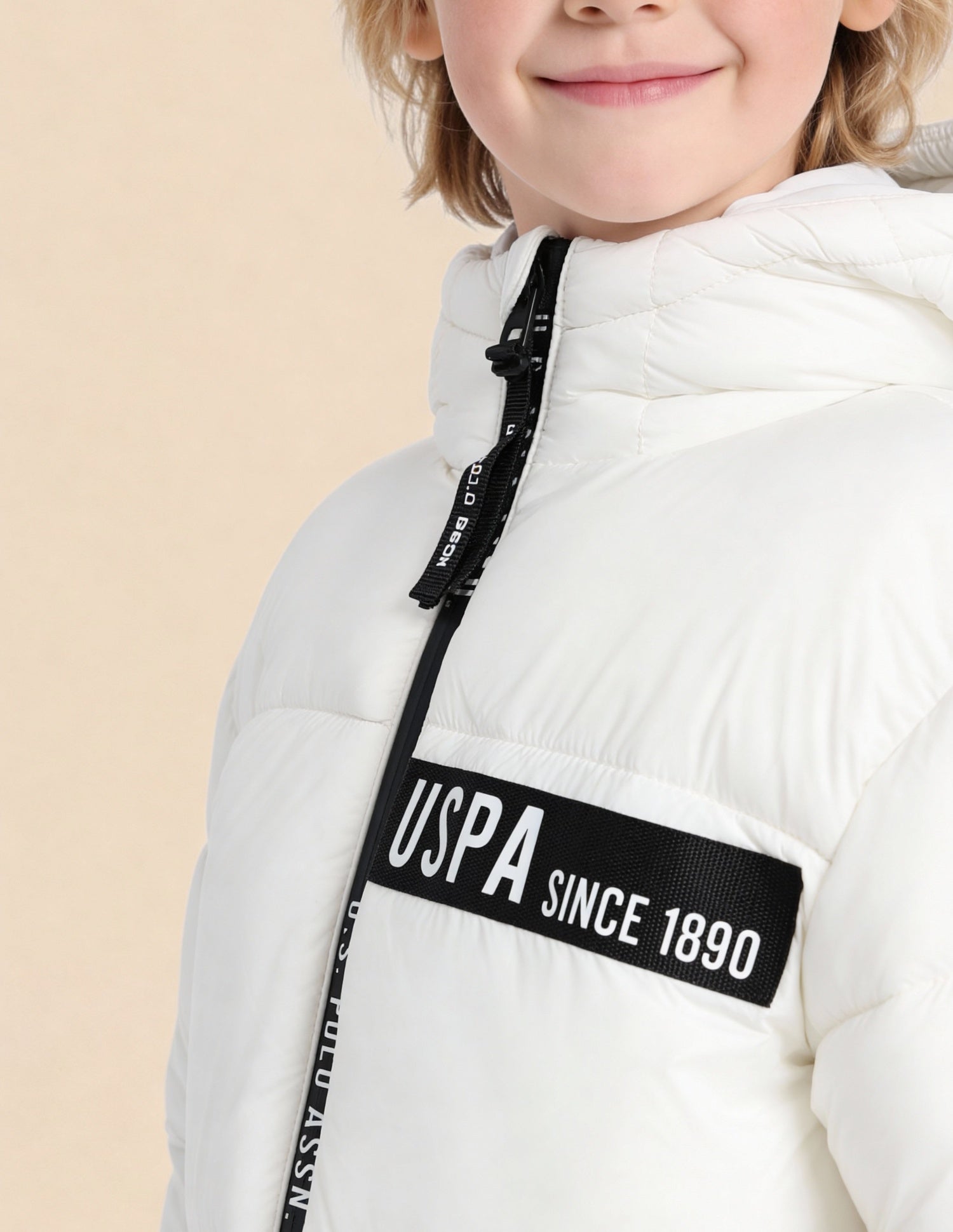 Boys Solid Regular Fit Puffer Jacket White - U.S. Polo Assn. India | Large